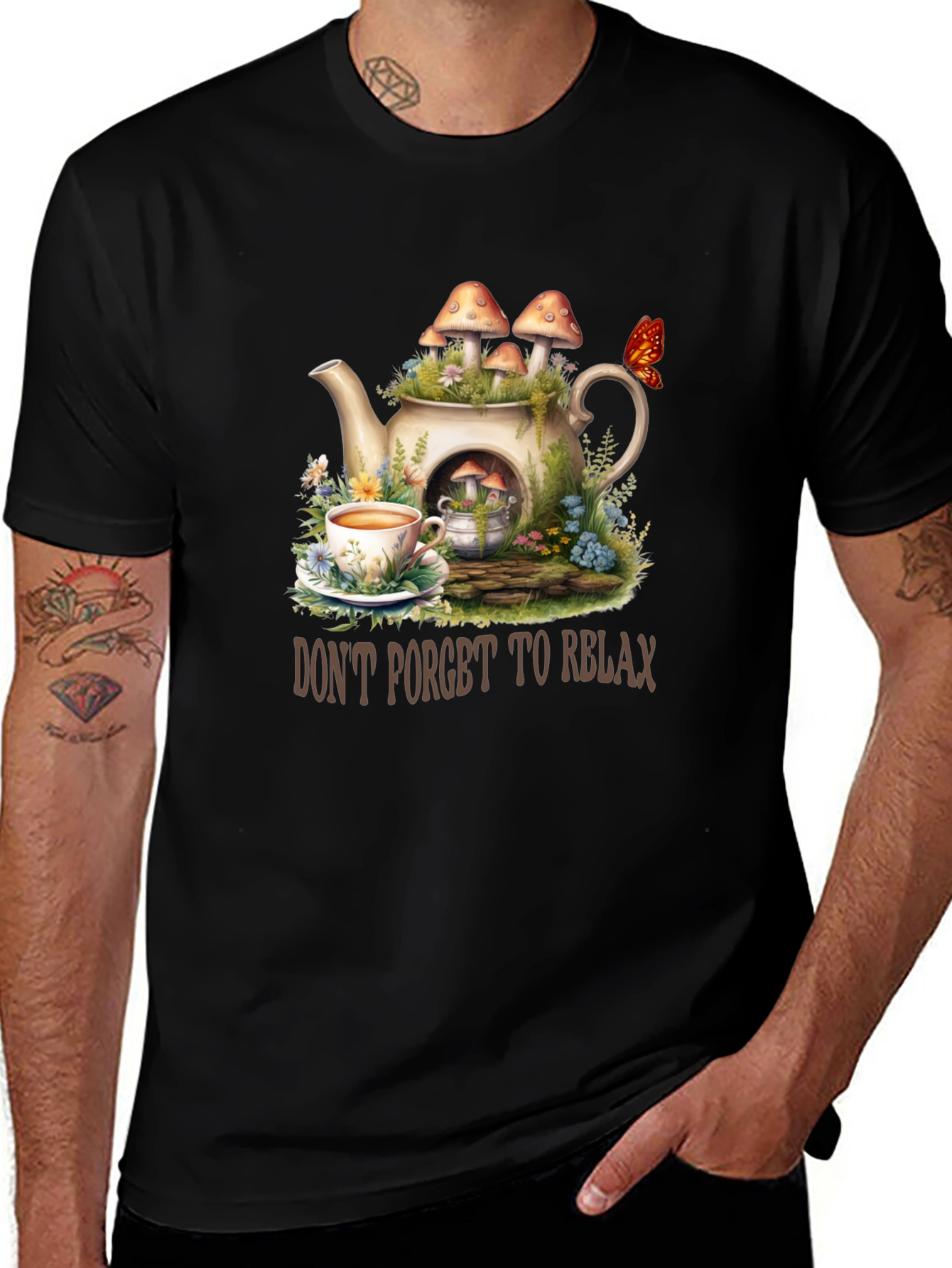 Relaxing Tea Party T-Shirt - Mushroom Teapot Design