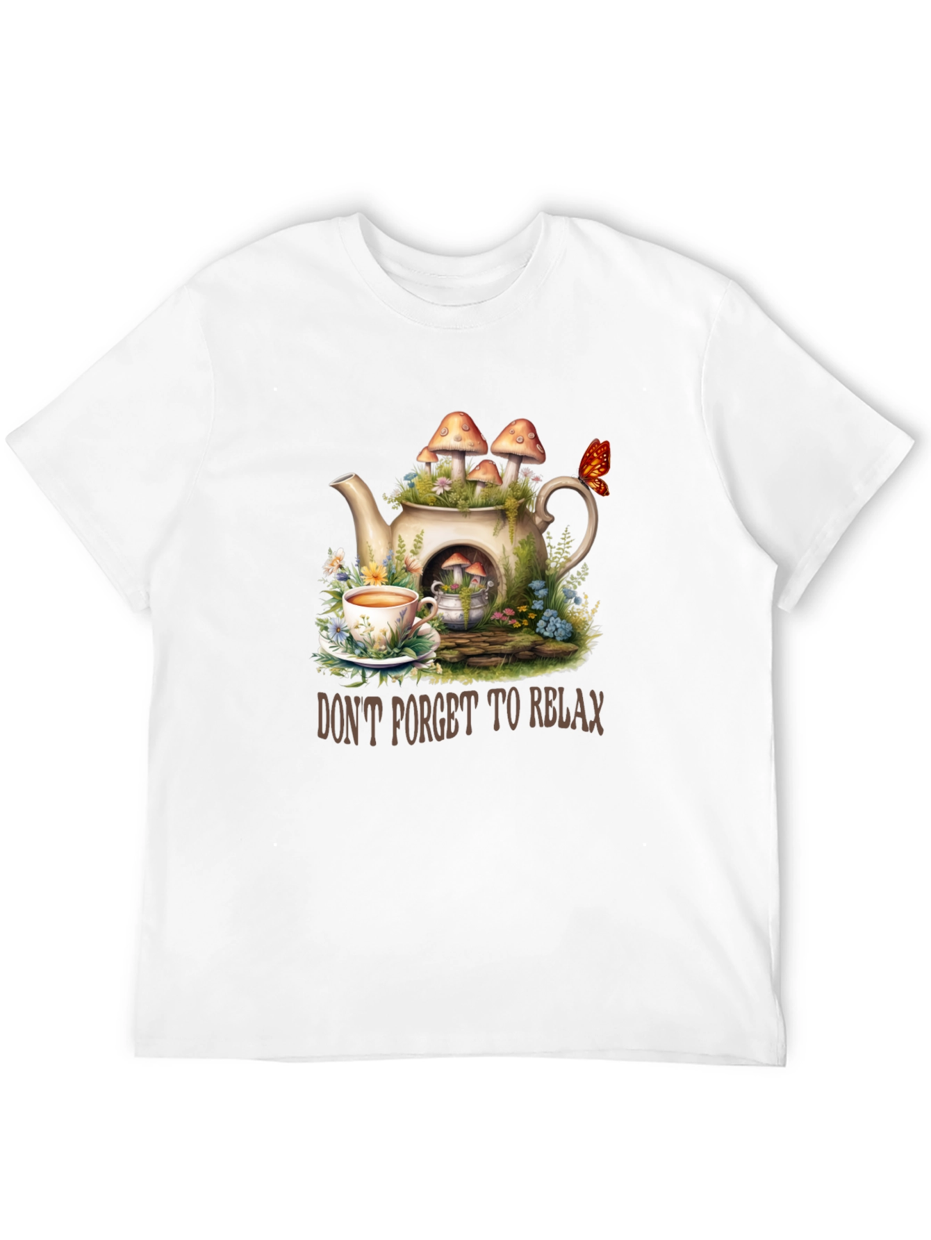 Relaxing Tea Party T-Shirt - Mushroom Teapot Design