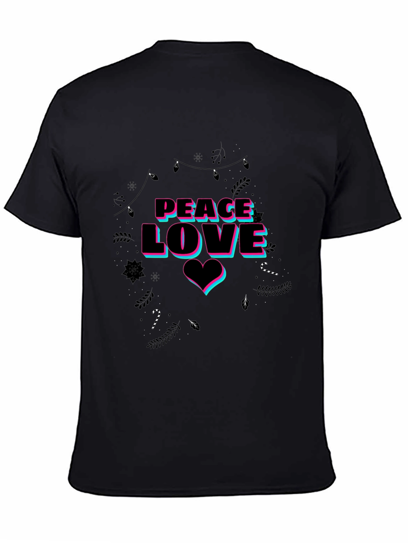 Peace Love Graphic Print Black T-Shirt