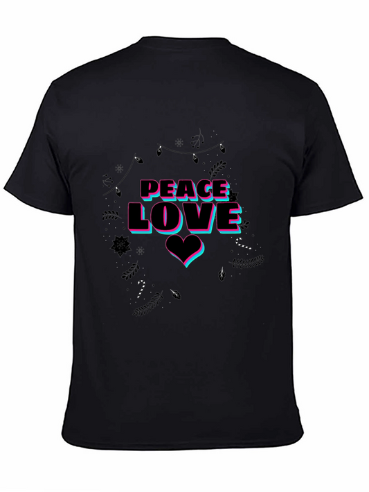 Peace Love Graphic Print Black T-Shirt