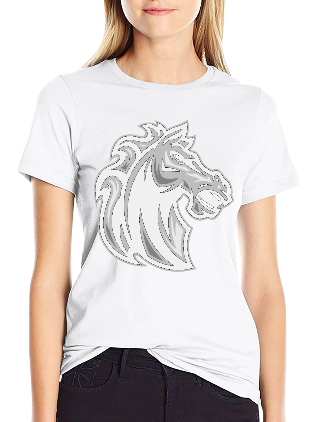 Black Tee with Horse Head Graphic