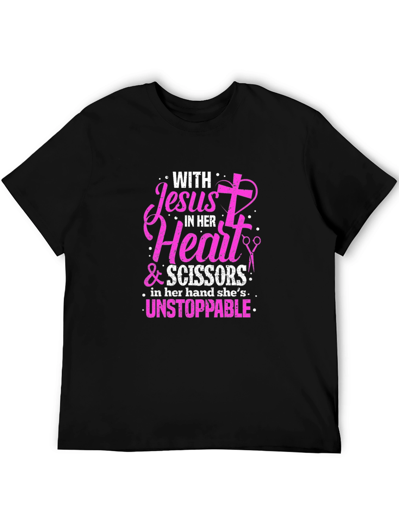 Jesus and Scissors Graphic T-Shirt