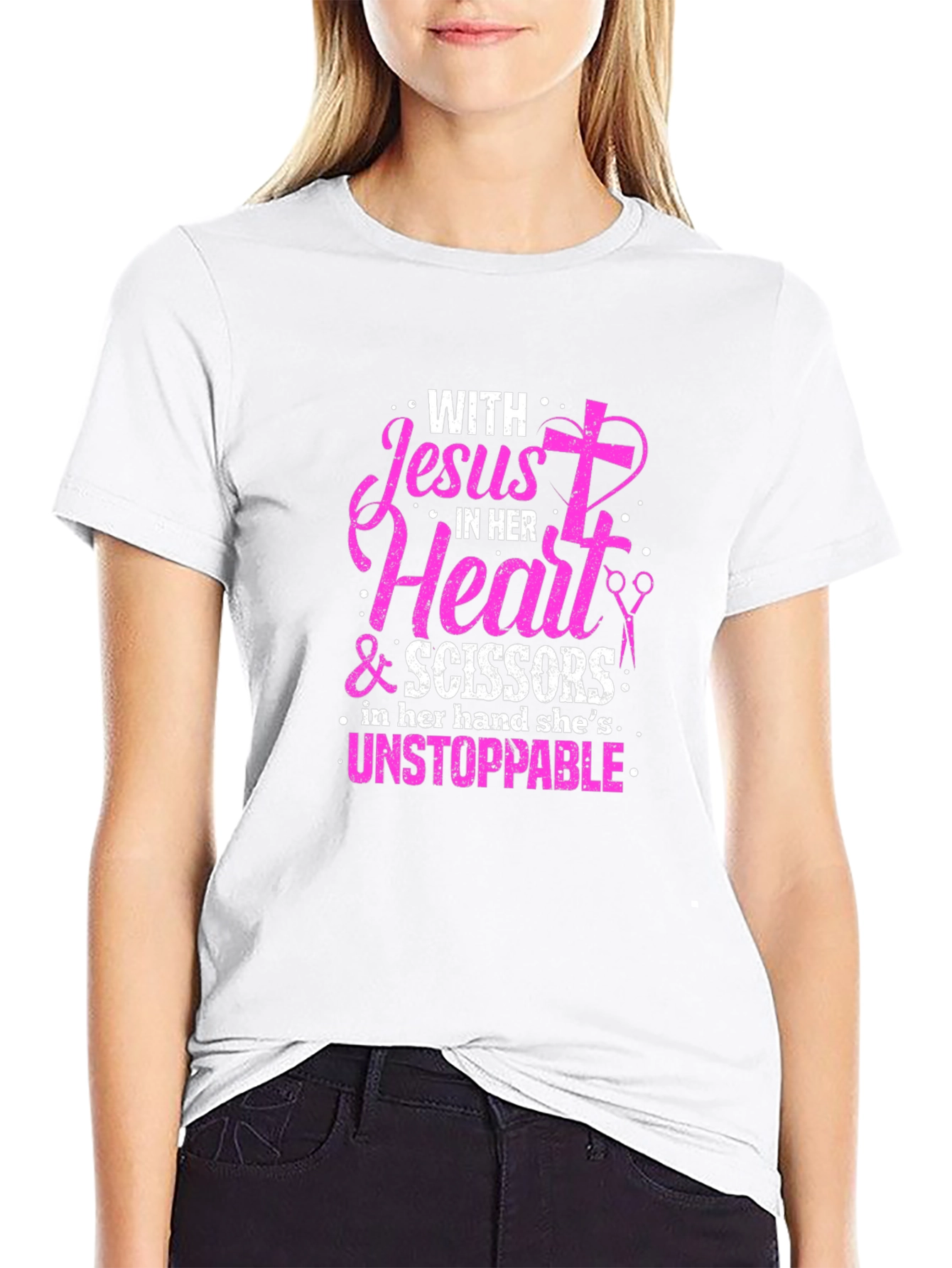 Jesus and Scissors Graphic T-Shirt