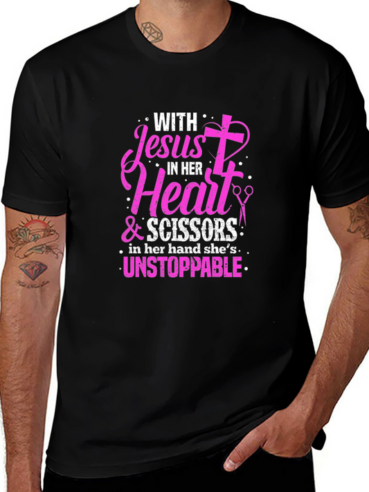 Jesus and Scissors Graphic T-Shirt