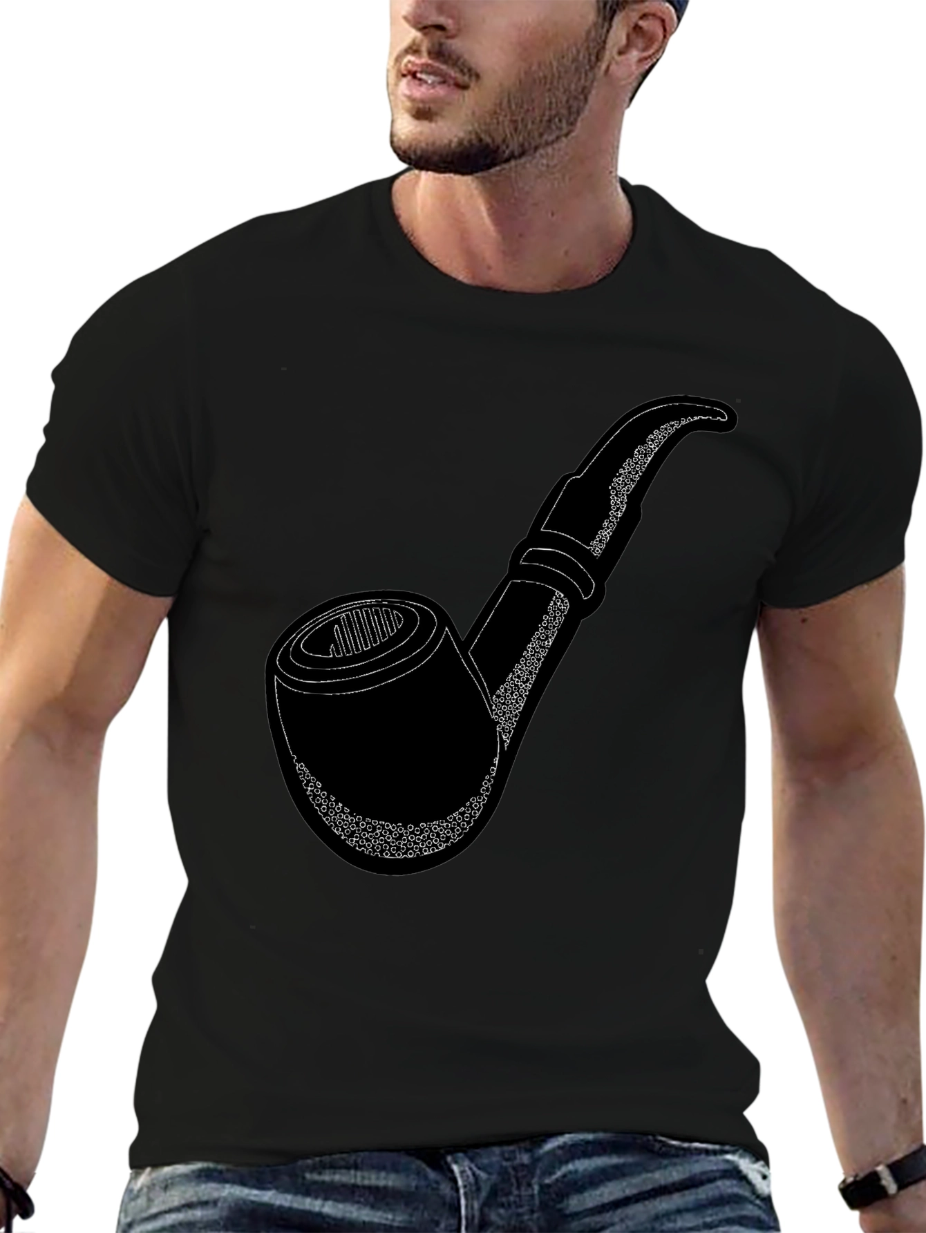 Classic Pipe Graphic Tee - Casual Black T-Shirt