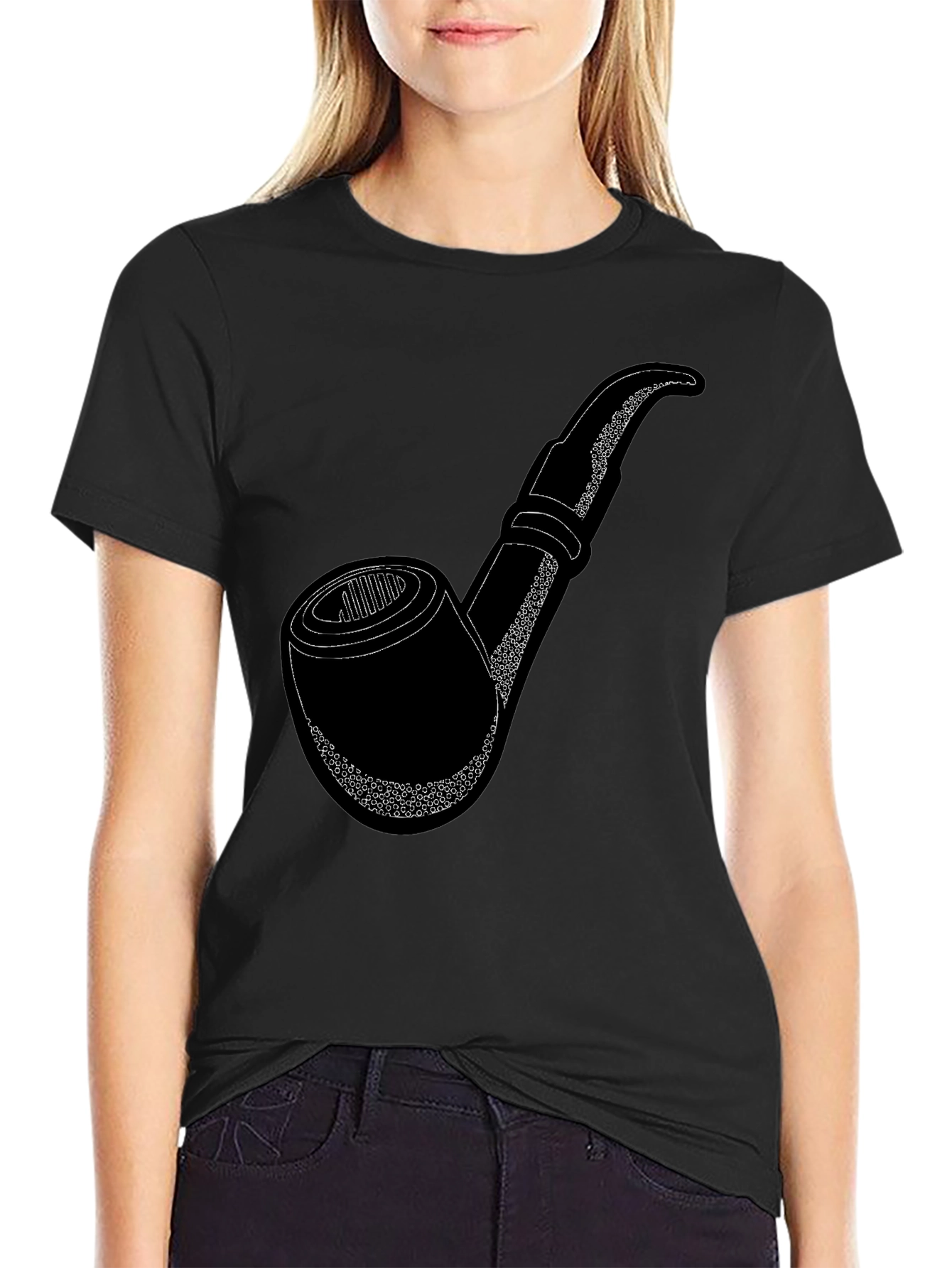 Classic Pipe Graphic Tee - Casual Black T-Shirt