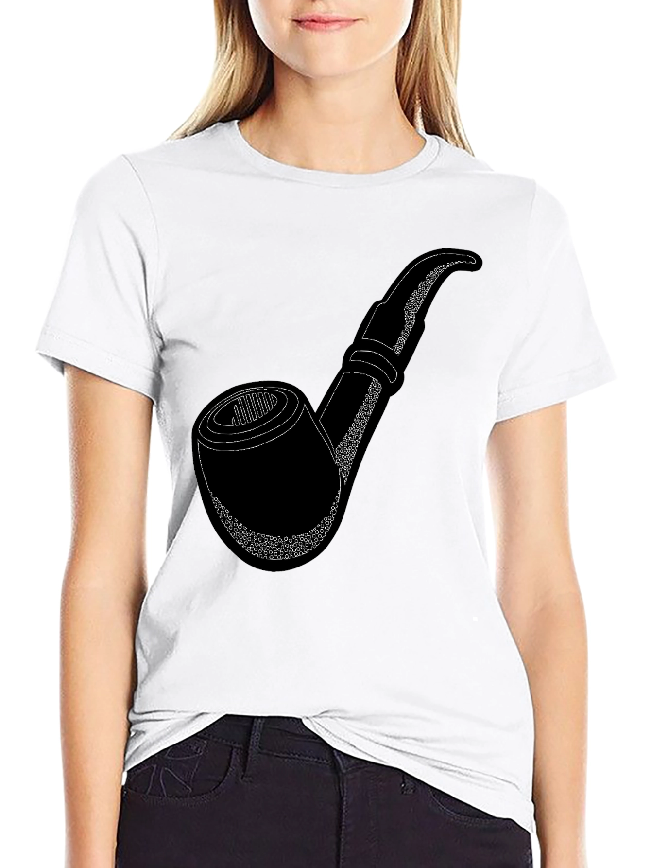 Classic Pipe Graphic Tee - Casual Black T-Shirt
