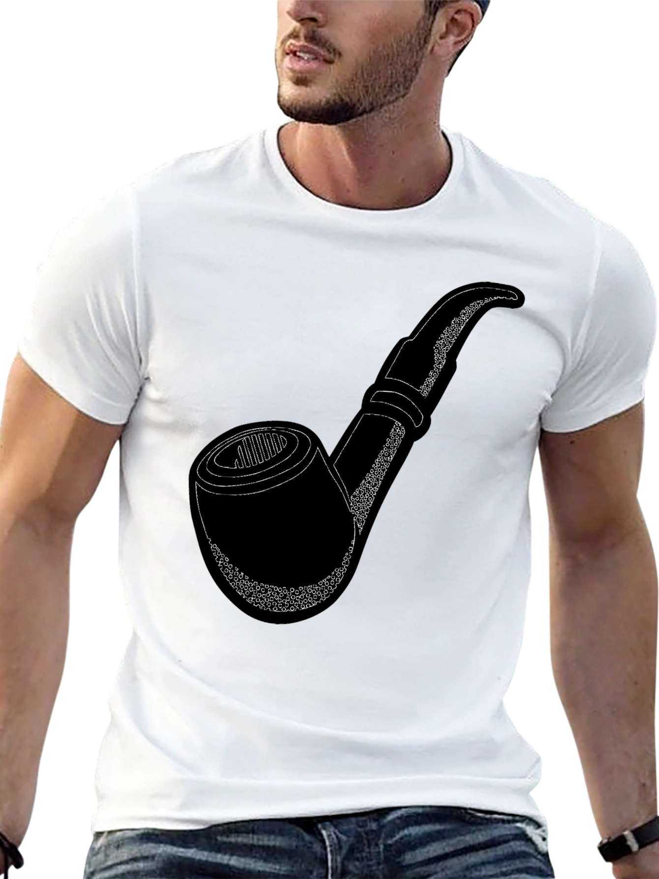 Classic Pipe Graphic Tee - Casual Black T-Shirt