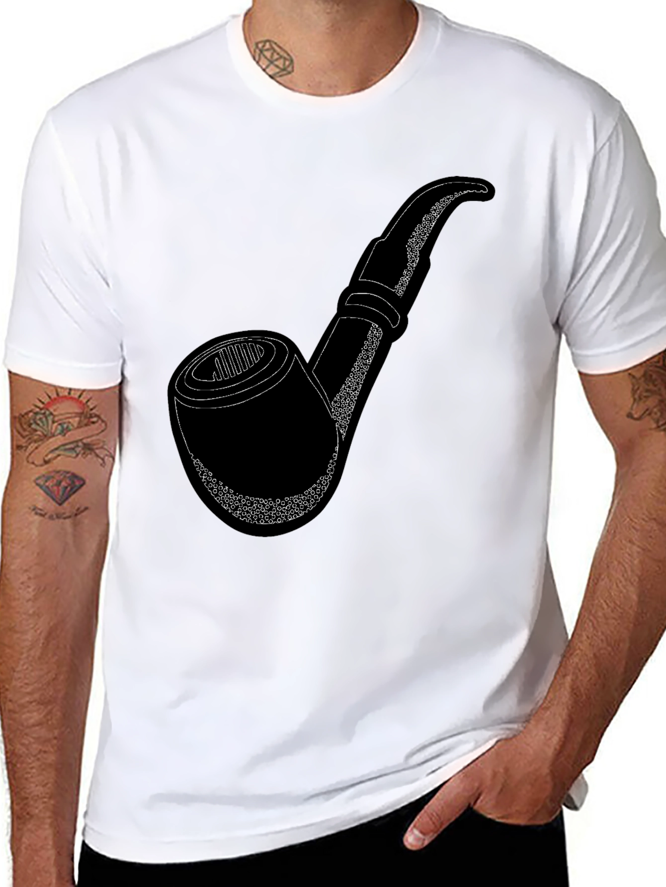 Classic Pipe Graphic Tee - Casual Black T-Shirt