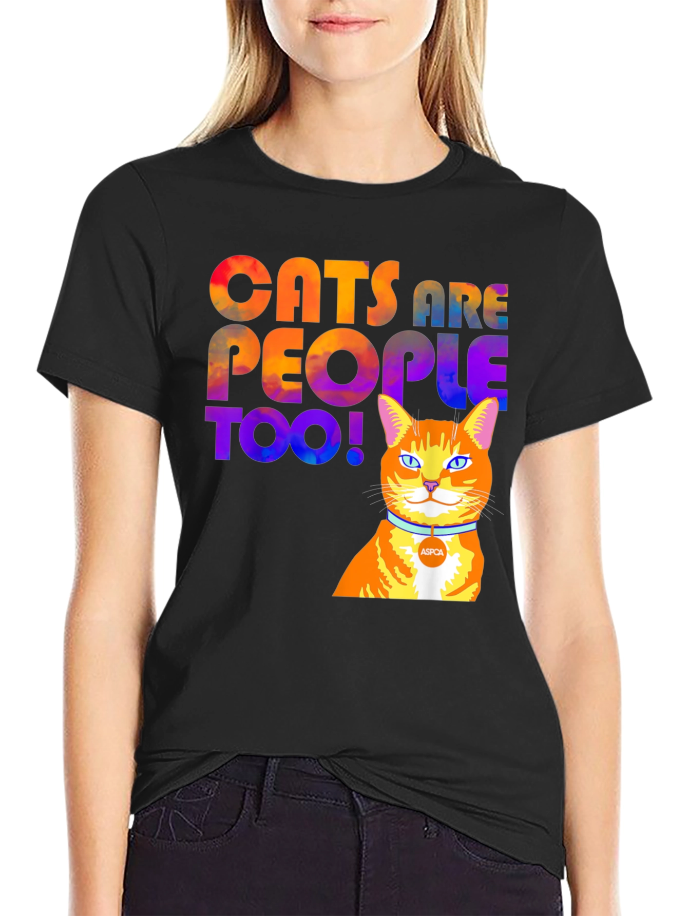 Cats Are People Too T-Shirt - Black