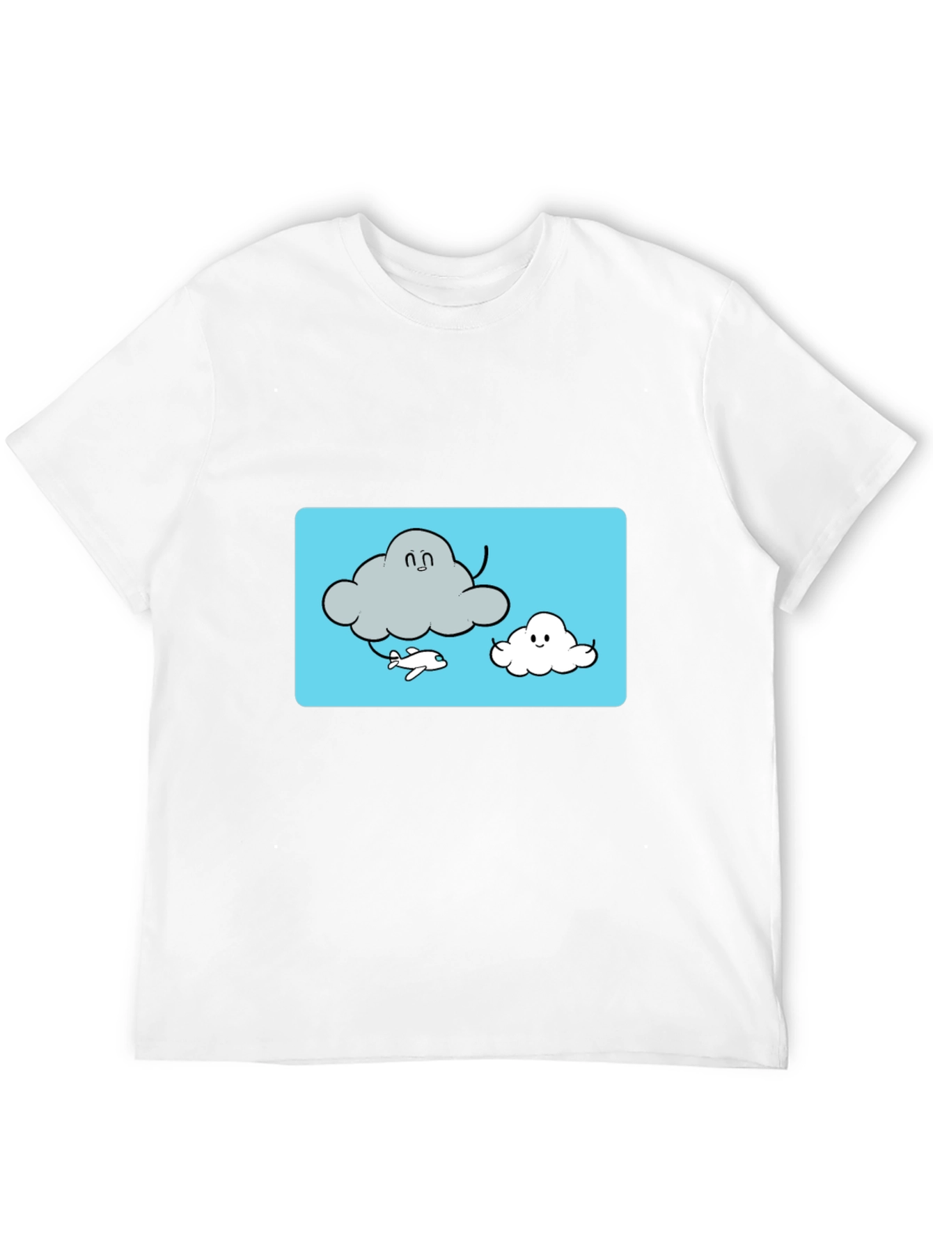 Cloud Cartoon Graphic Tee - Black Cotton T-Shirt