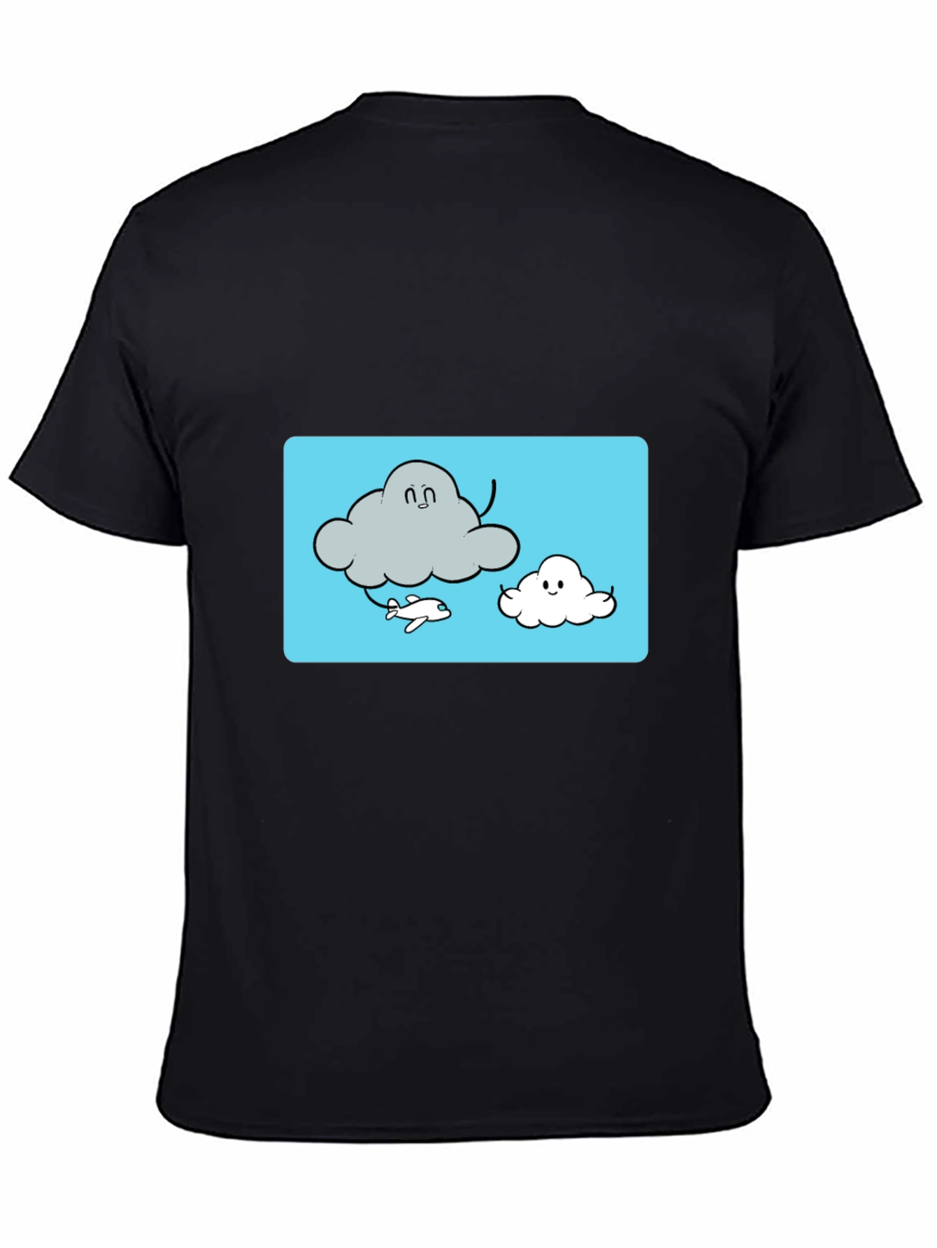 Cloud Cartoon Graphic Tee - Black Cotton T-Shirt