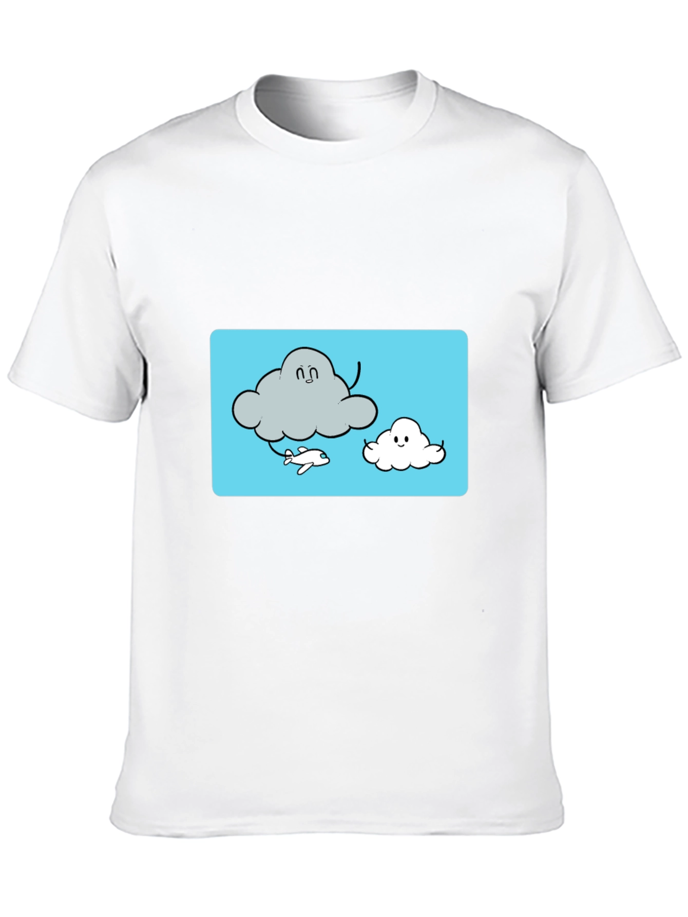 Cloud Cartoon Graphic Tee - Black Cotton T-Shirt
