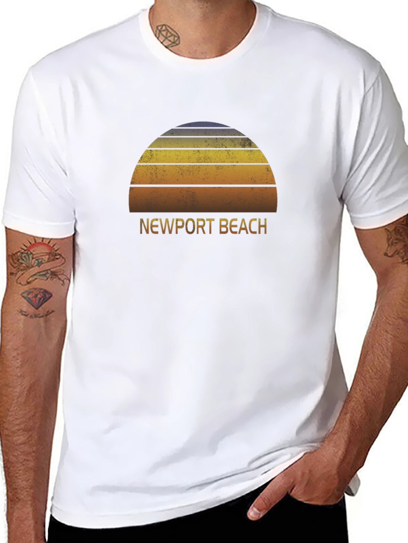 Newport Beach Retro Sunset T-Shirt