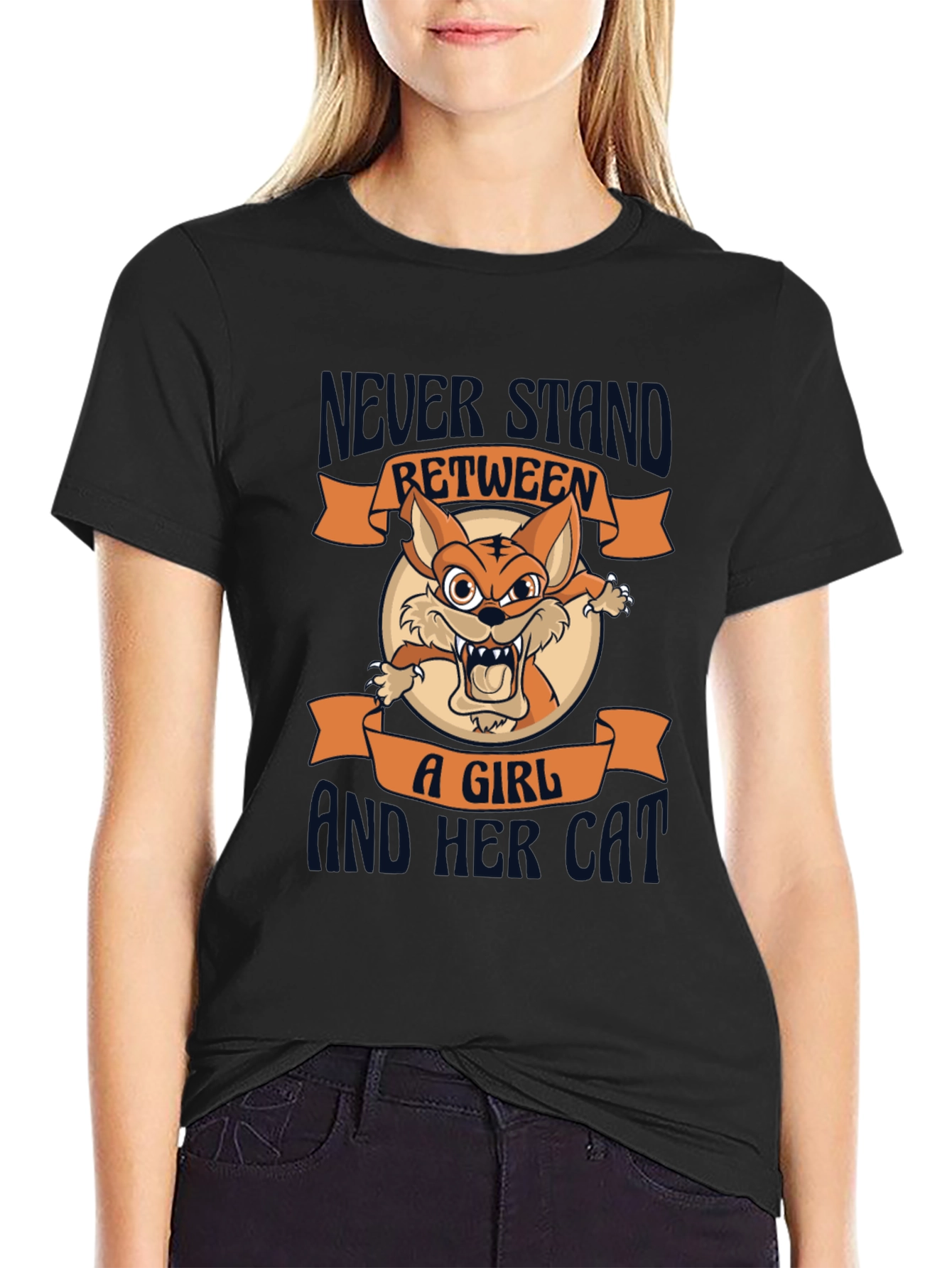 Never Stand Between a Girl and Her Cat T-Shirt