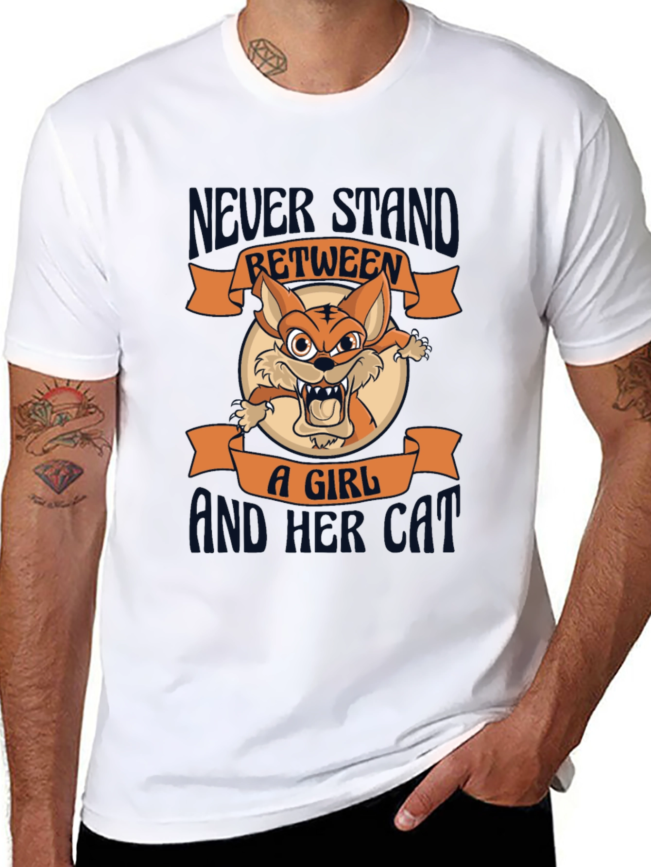 Never Stand Between a Girl and Her Cat T-Shirt