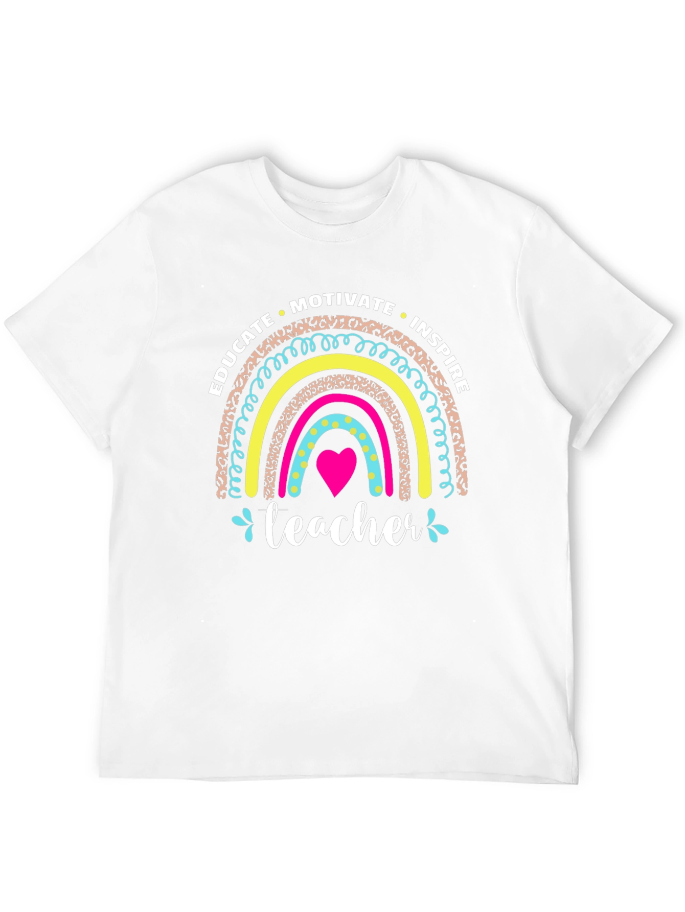 Educate Inspire Teacher Rainbow Graphic T-Shirt