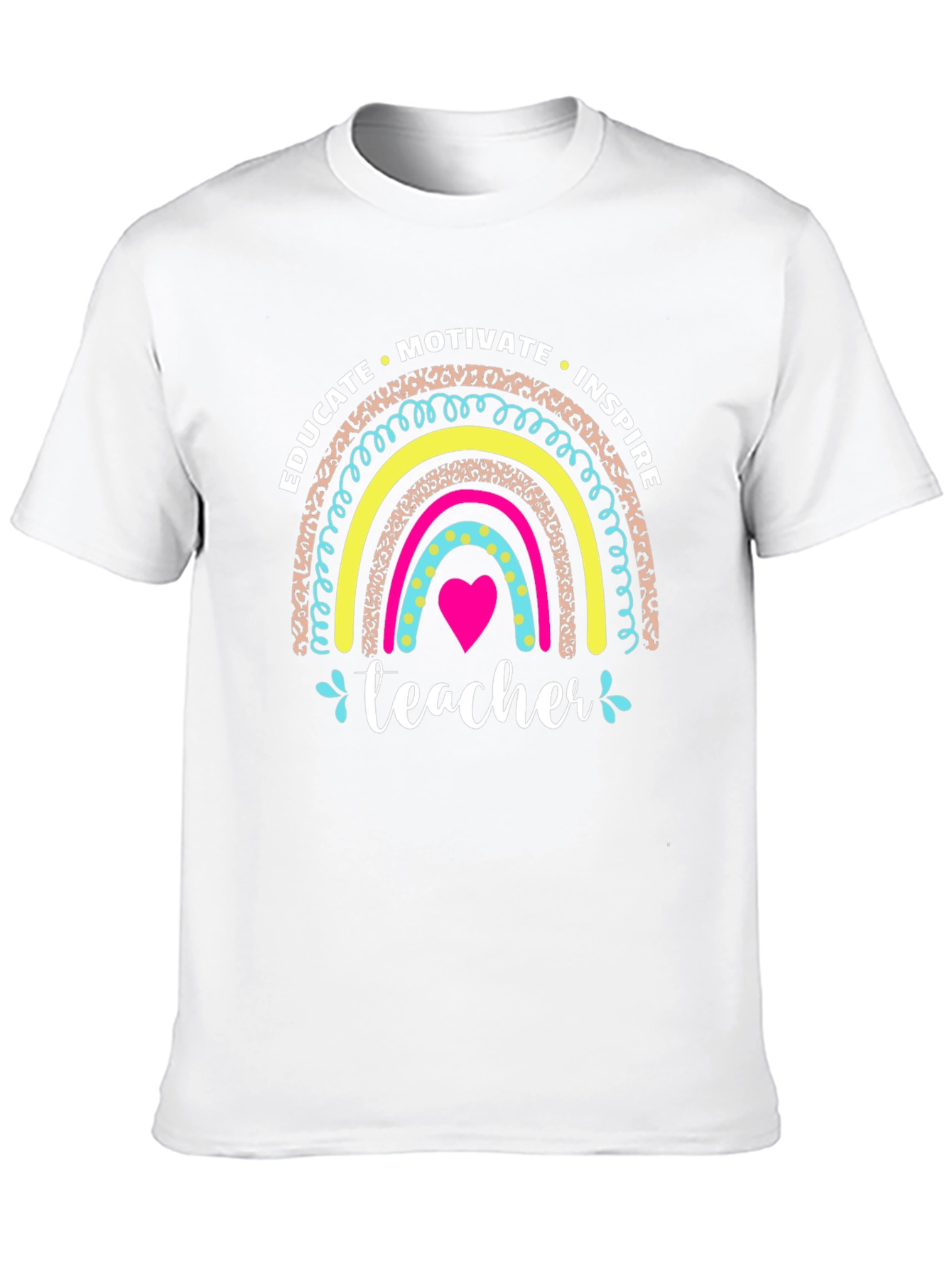 Educate Inspire Teacher Rainbow Graphic T-Shirt