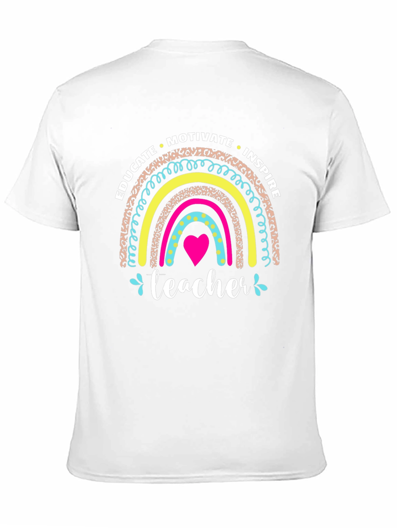 Educate Inspire Teacher Rainbow Graphic T-Shirt