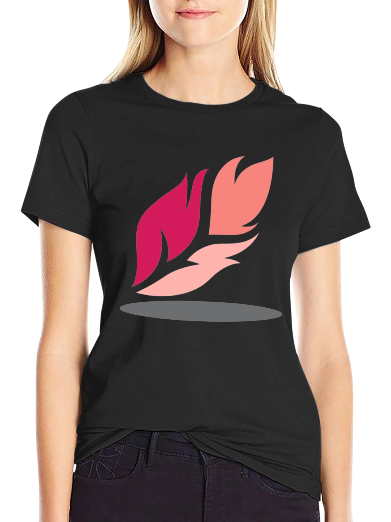 Abstract Feather Graphic Black Tee