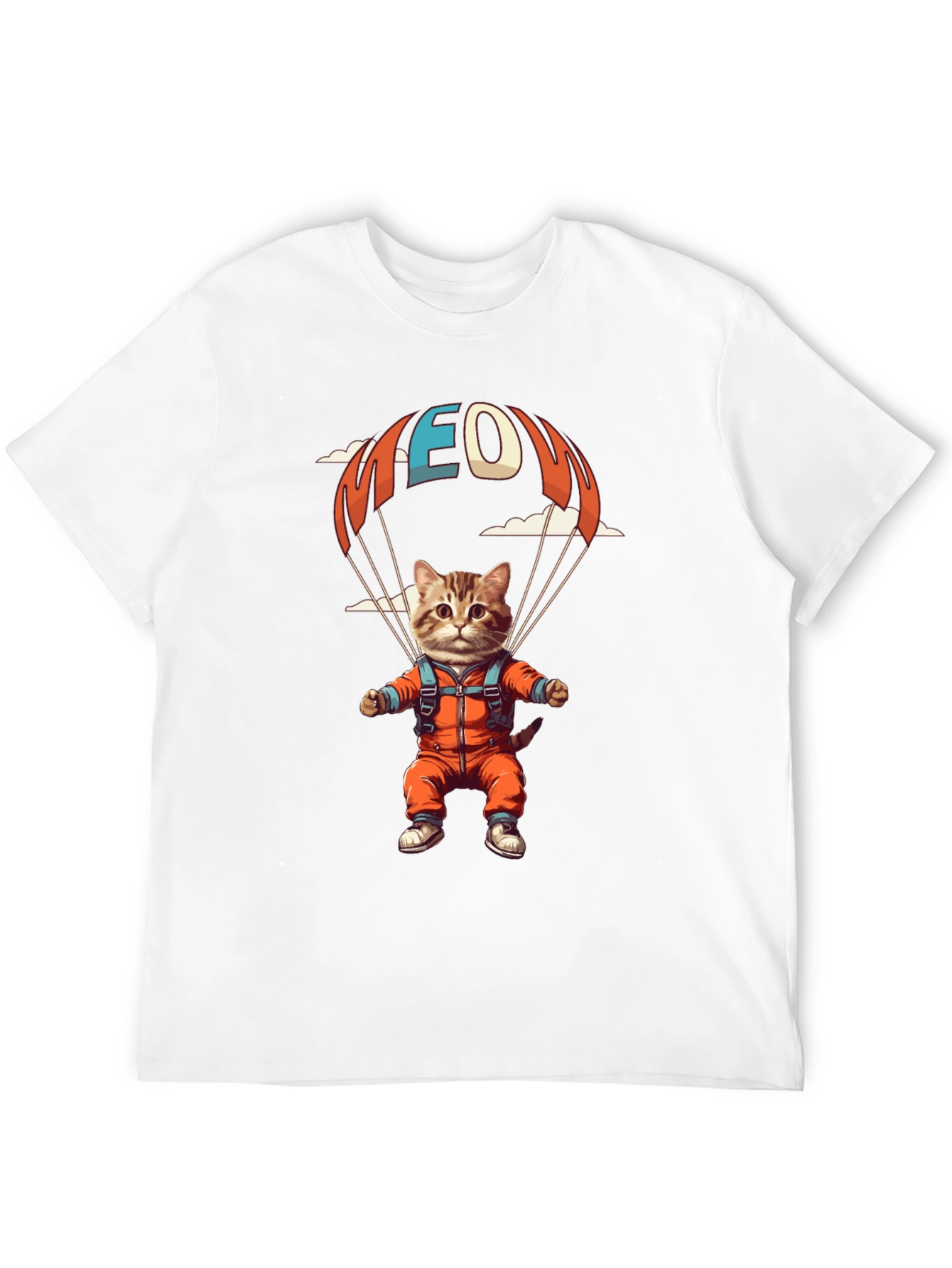 Cat Parachuting T-Shirt Funny Kitten Design