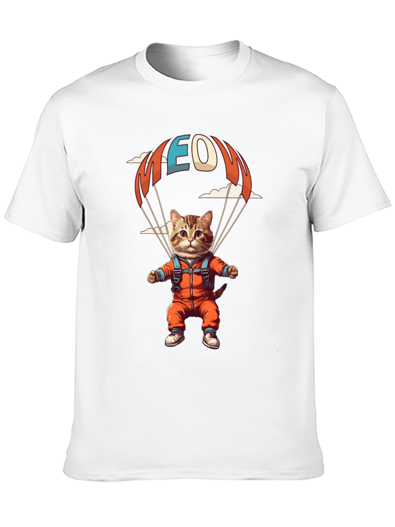 Cat Parachuting T-Shirt Funny Kitten Design