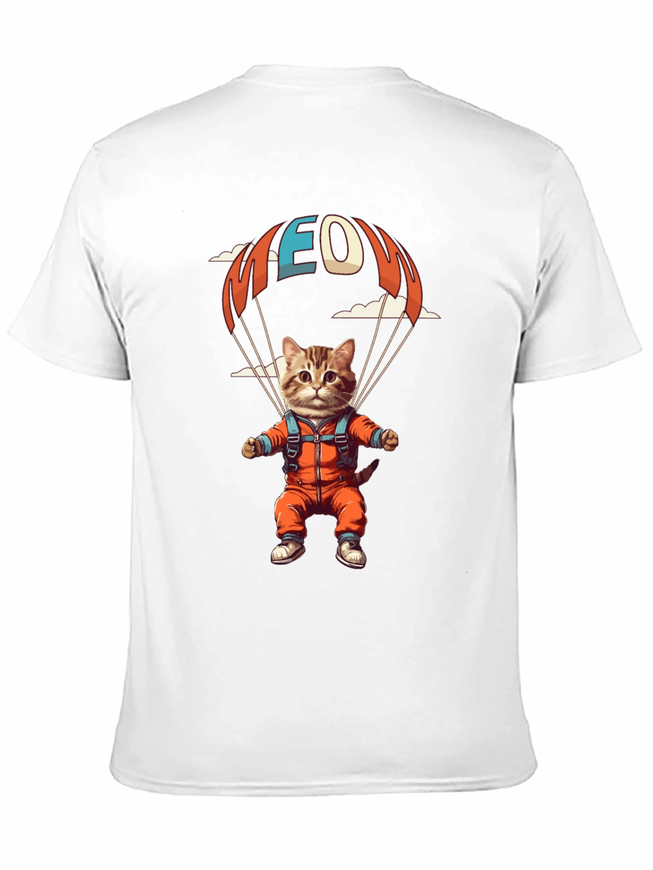 Cat Parachuting T-Shirt Funny Kitten Design