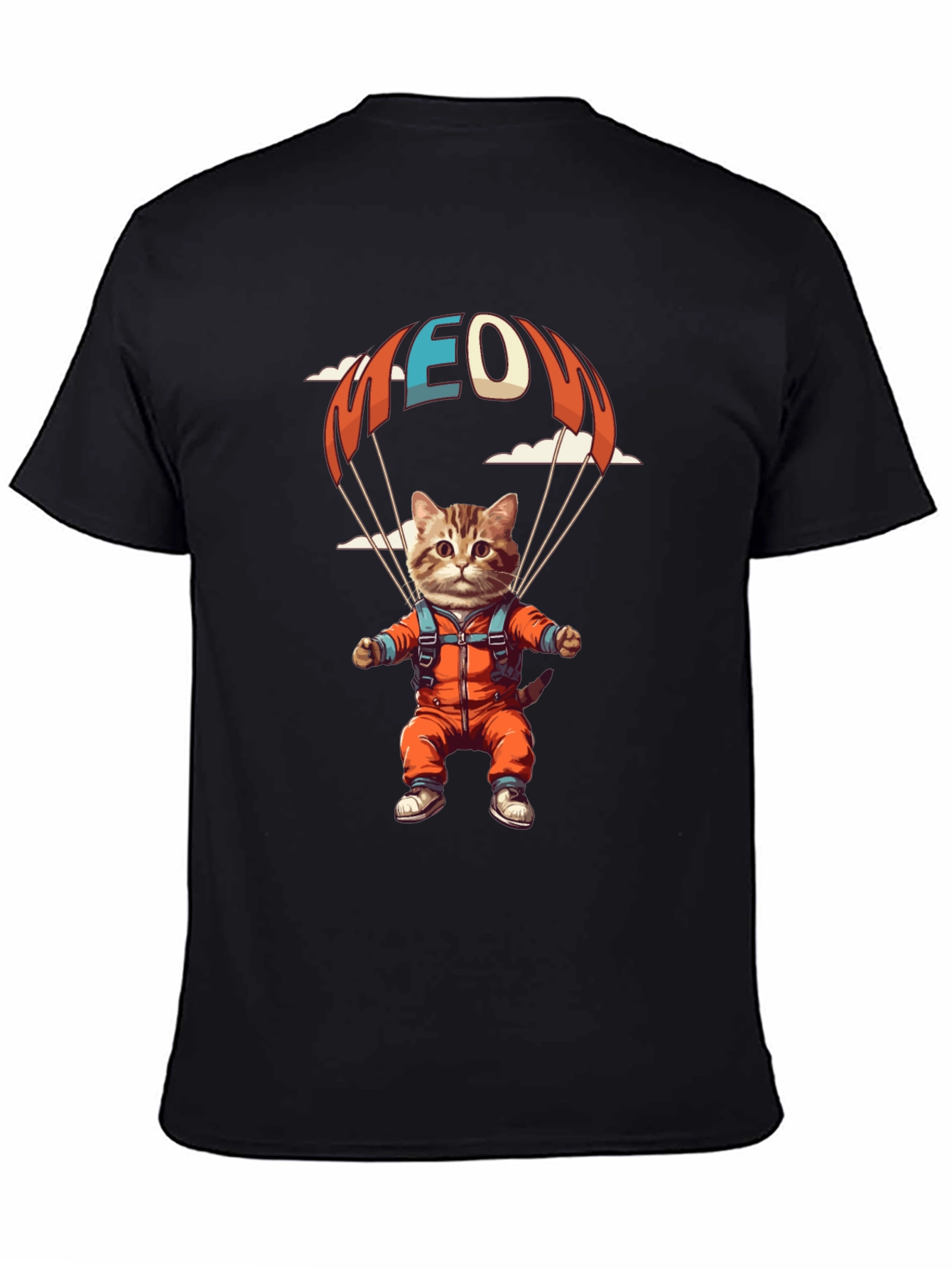 Cat Parachuting T-Shirt Funny Kitten Design