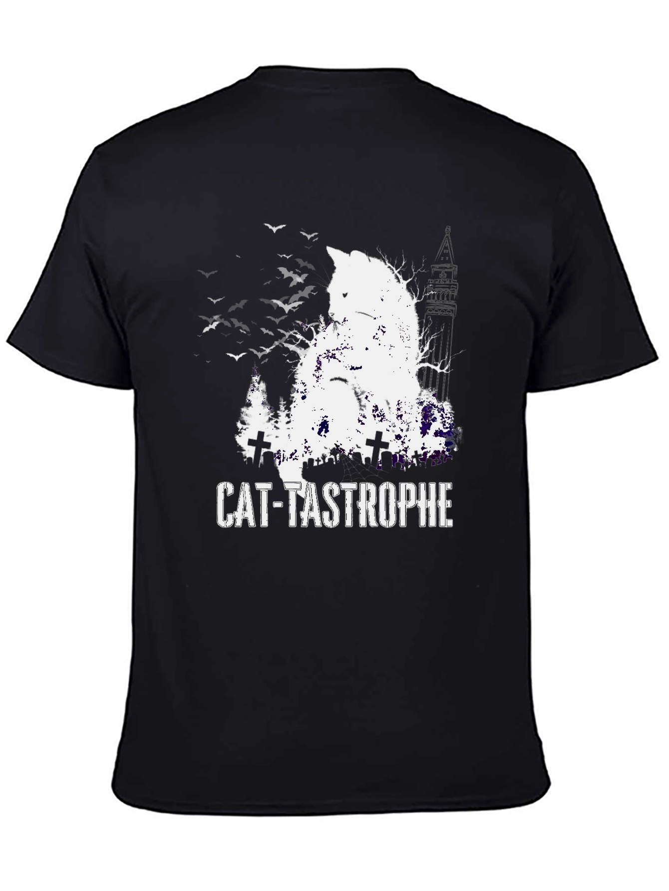 Cat-Tastrophe Black T-Shirt - Halloween Cat Design