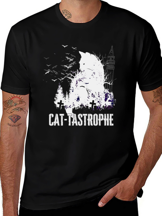 Cat-Tastrophe Black T-Shirt - Halloween Cat Design