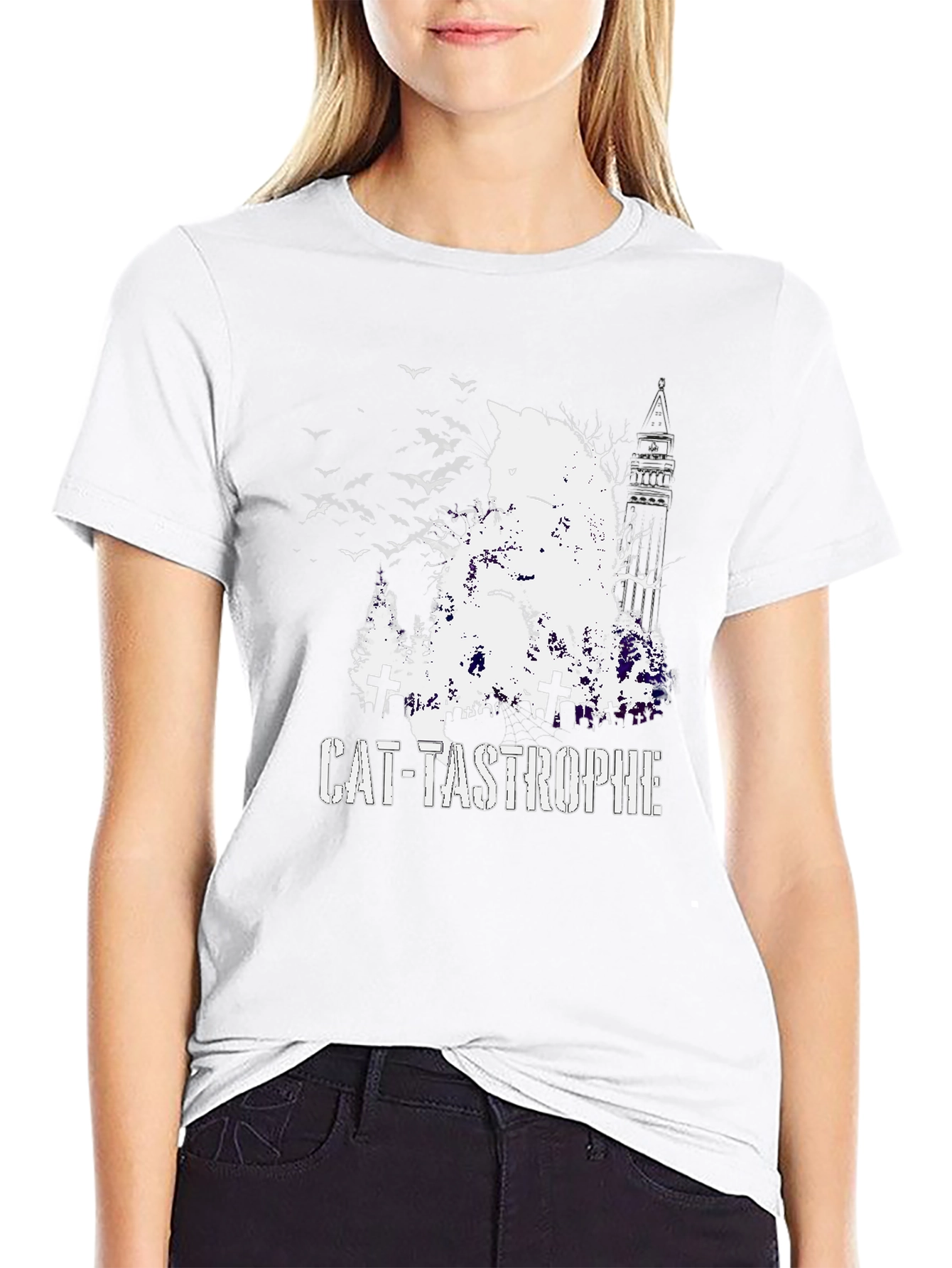 Cat-Tastrophe Black T-Shirt - Halloween Cat Design