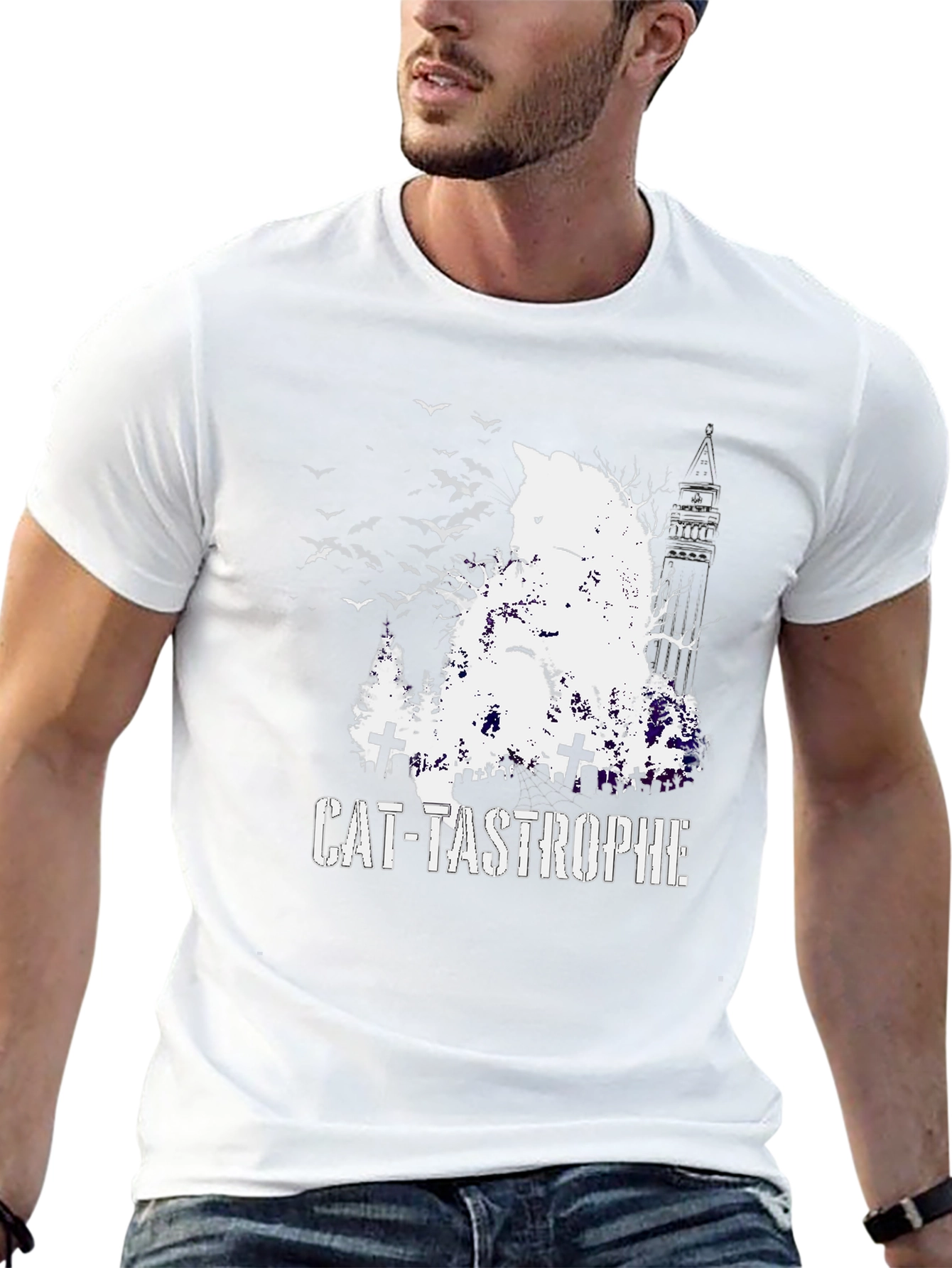 Cat-Tastrophe Black T-Shirt - Halloween Cat Design