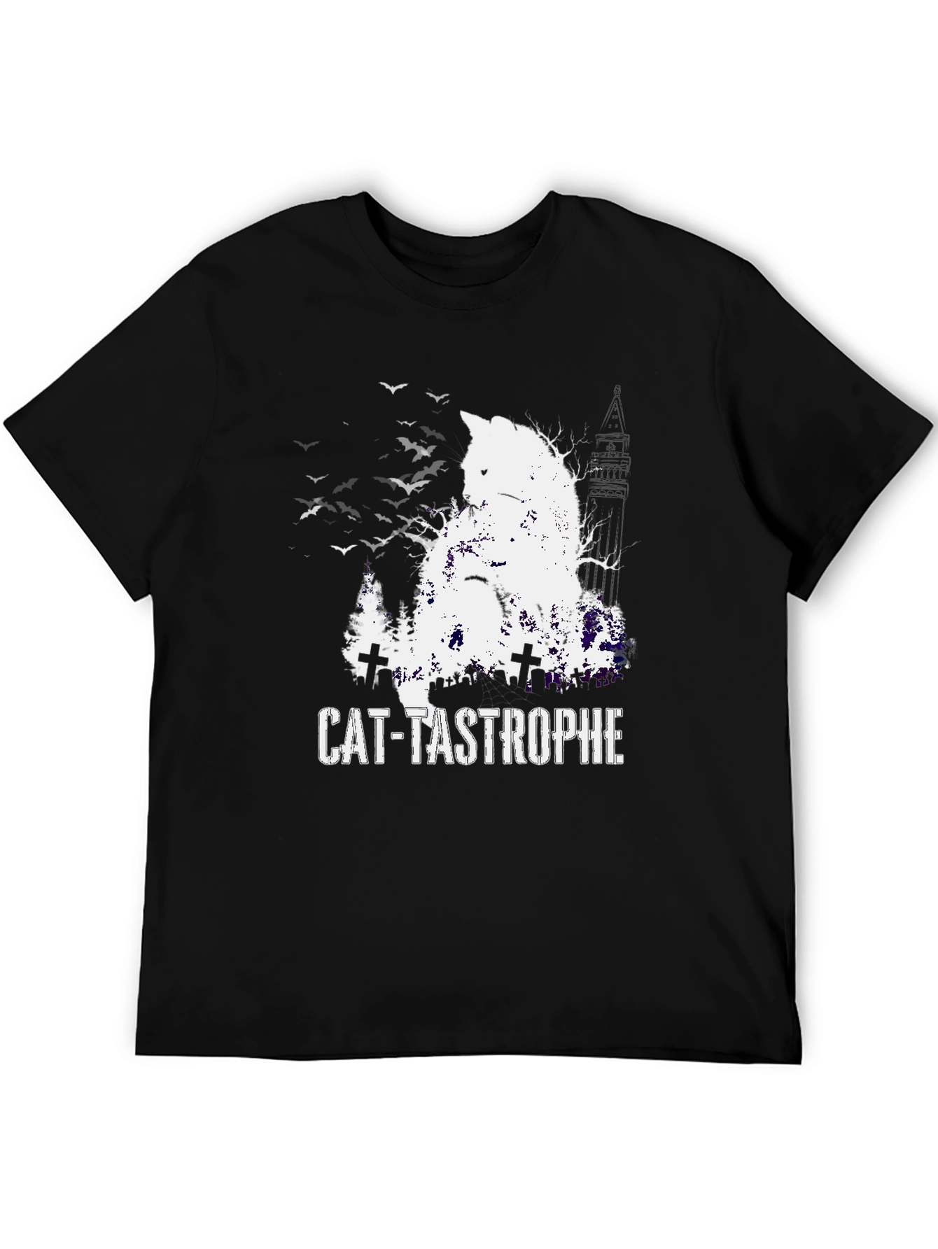 Cat-Tastrophe Black T-Shirt - Halloween Cat Design
