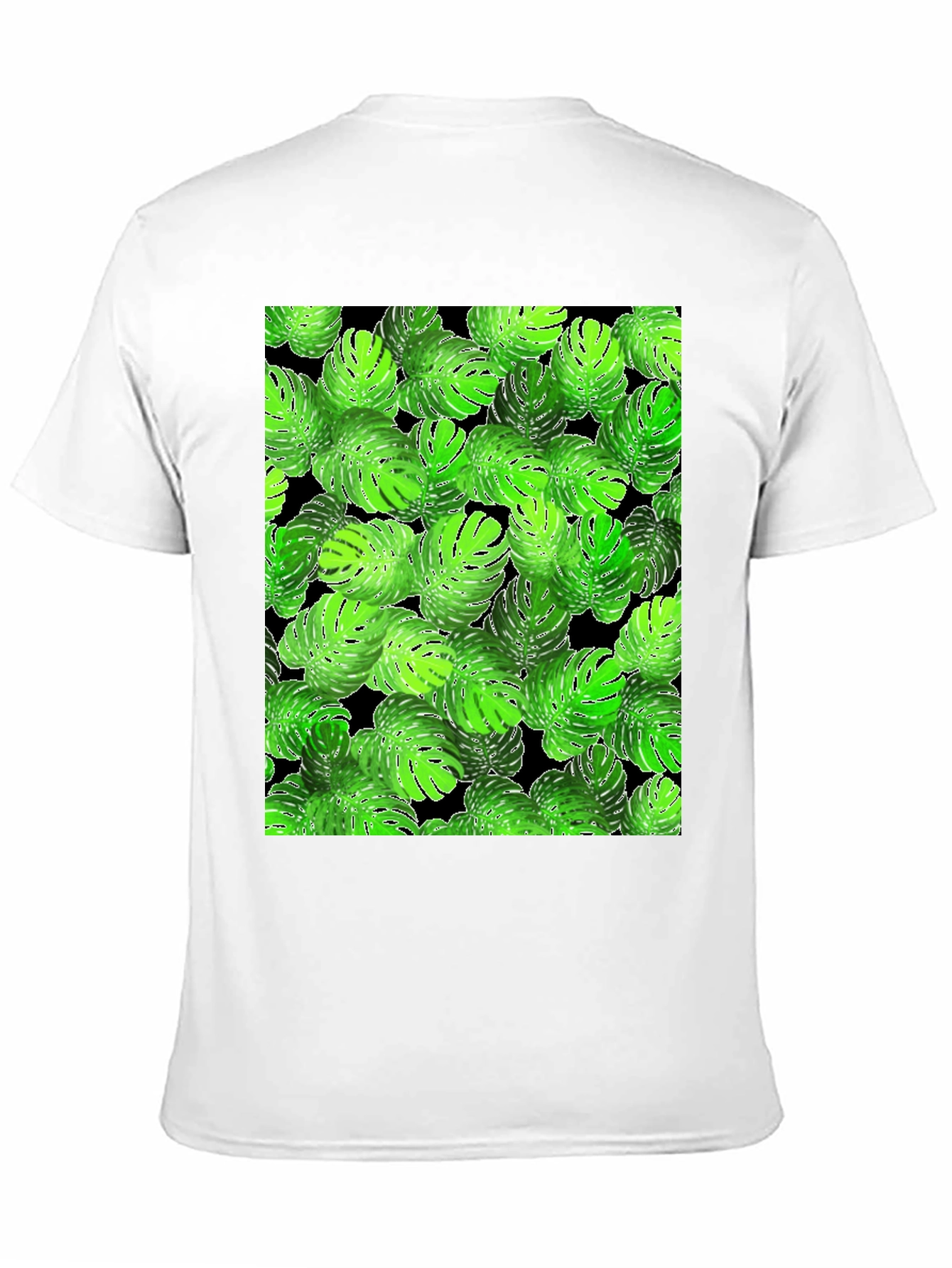 Tropical Monstera Leaf Print Black T-Shirt