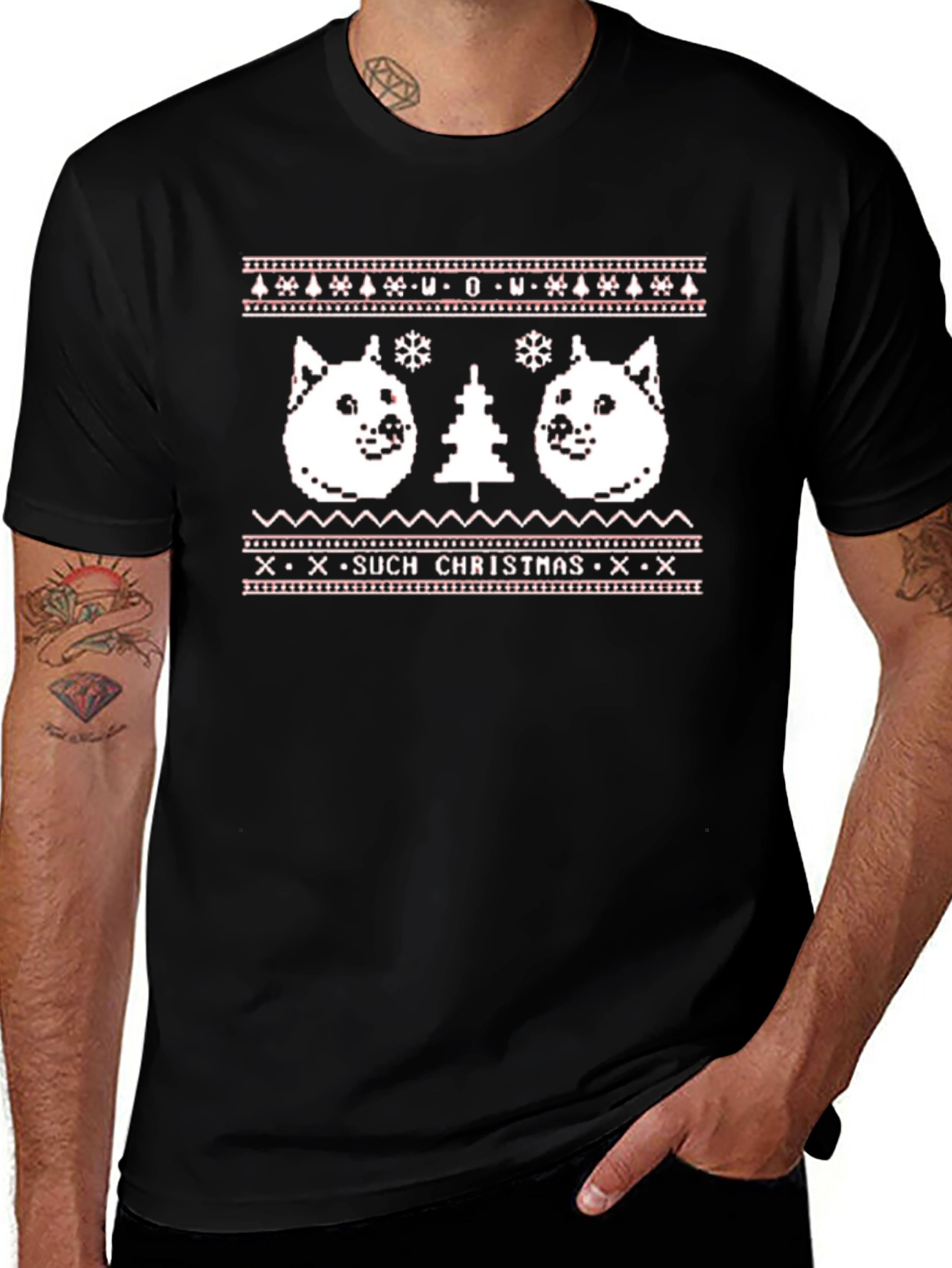 Doge Such Christmas Crew Neck T-Shirt