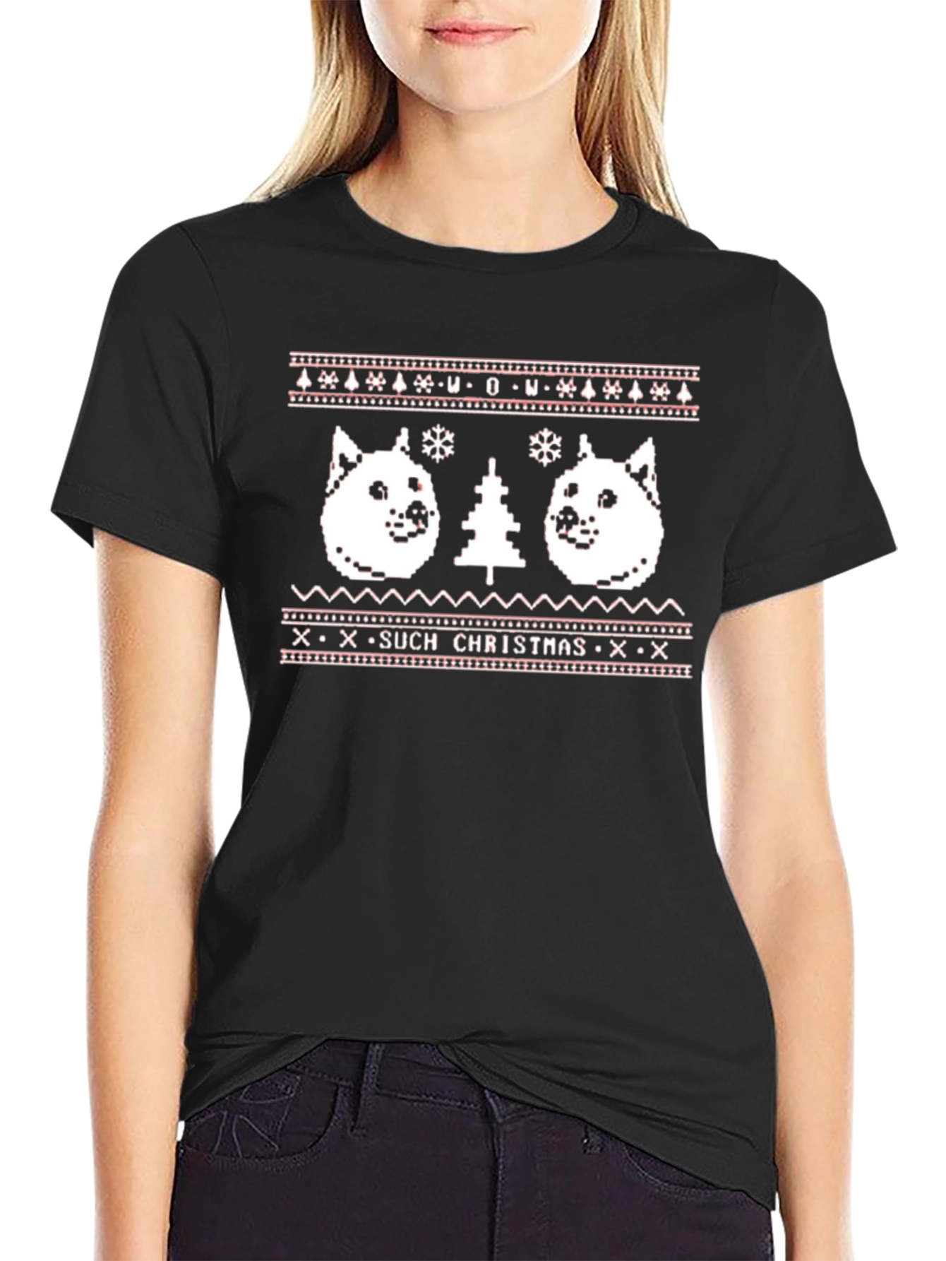 Doge Such Christmas Crew Neck T-Shirt