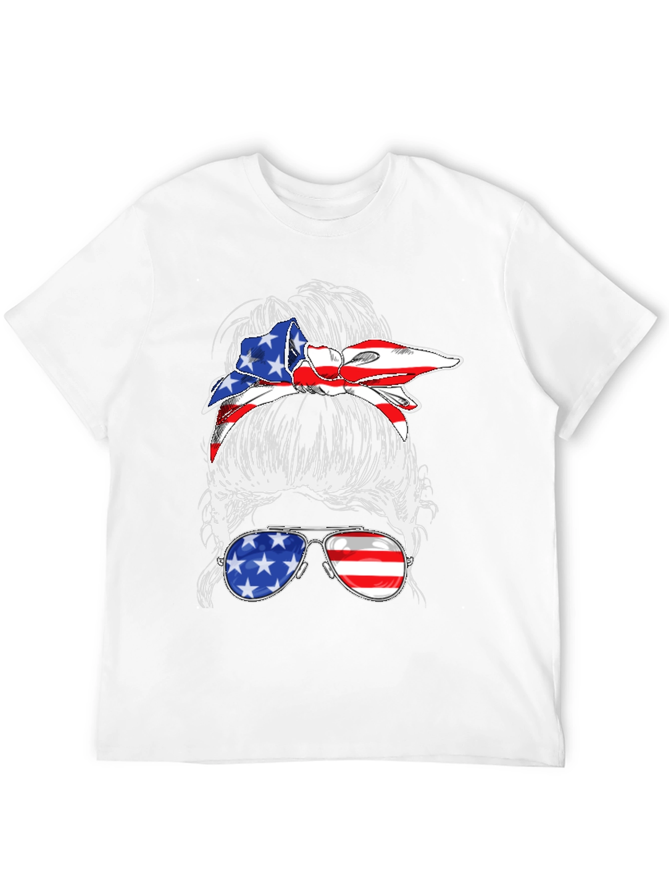 Messy Bun American Flag T-Shirt