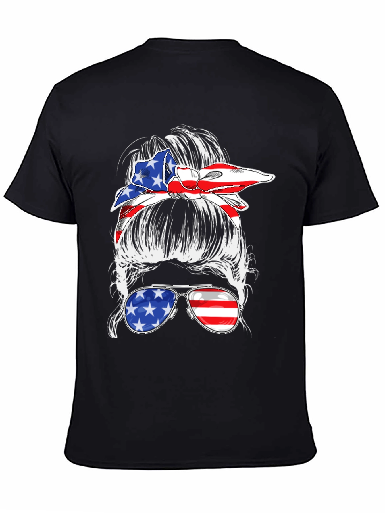 Messy Bun American Flag T-Shirt