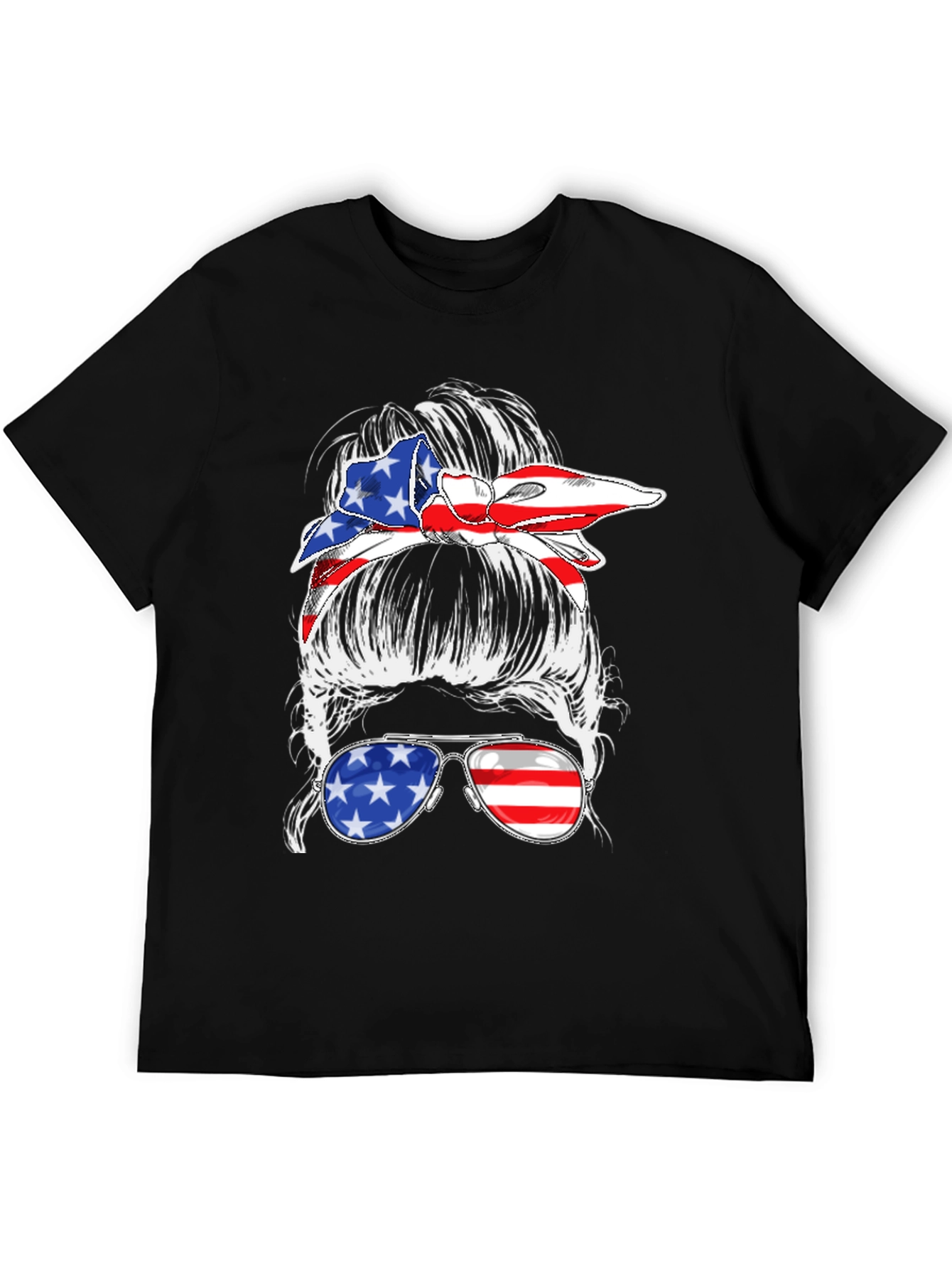 Messy Bun American Flag T-Shirt