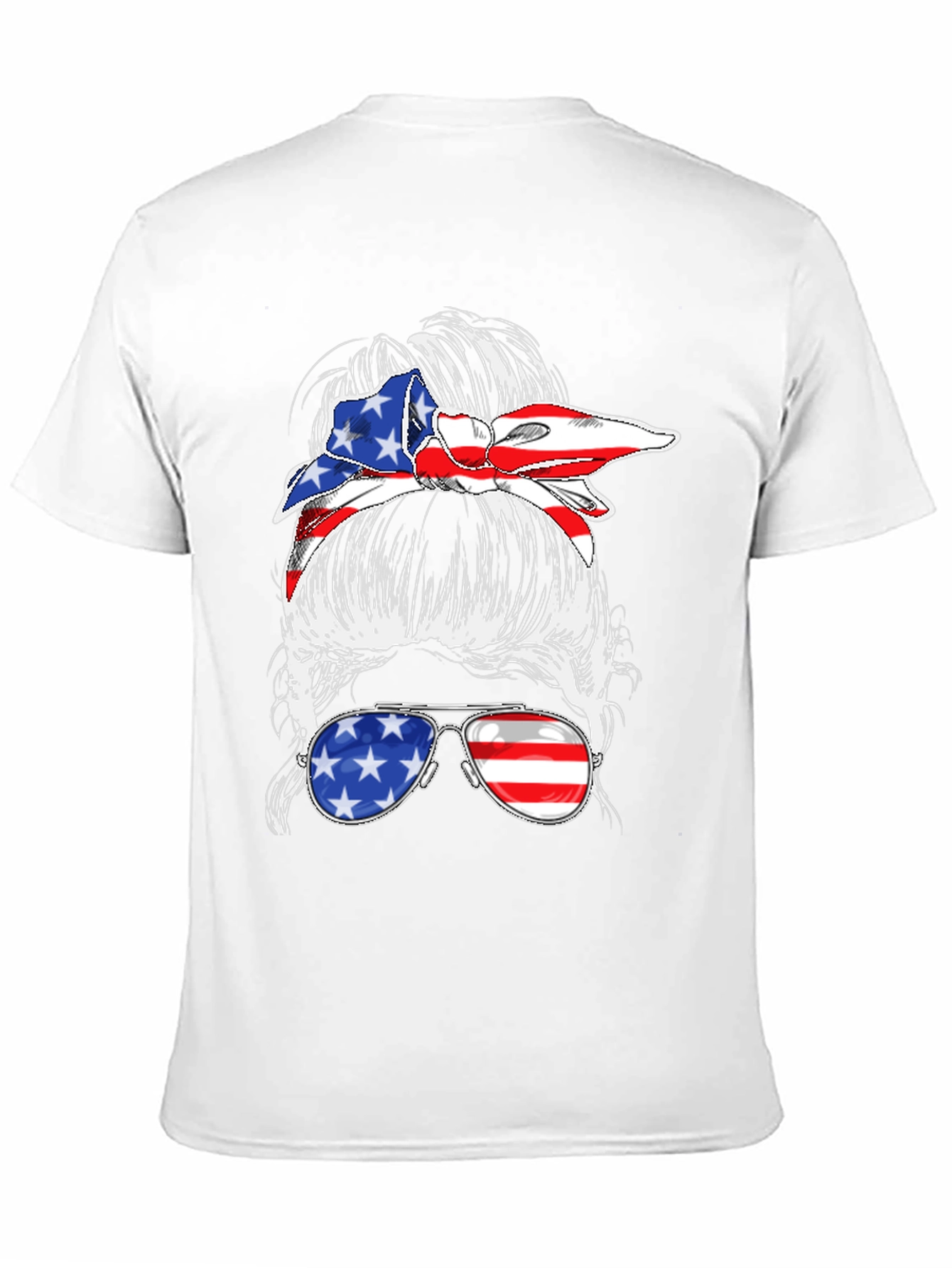 Messy Bun American Flag T-Shirt