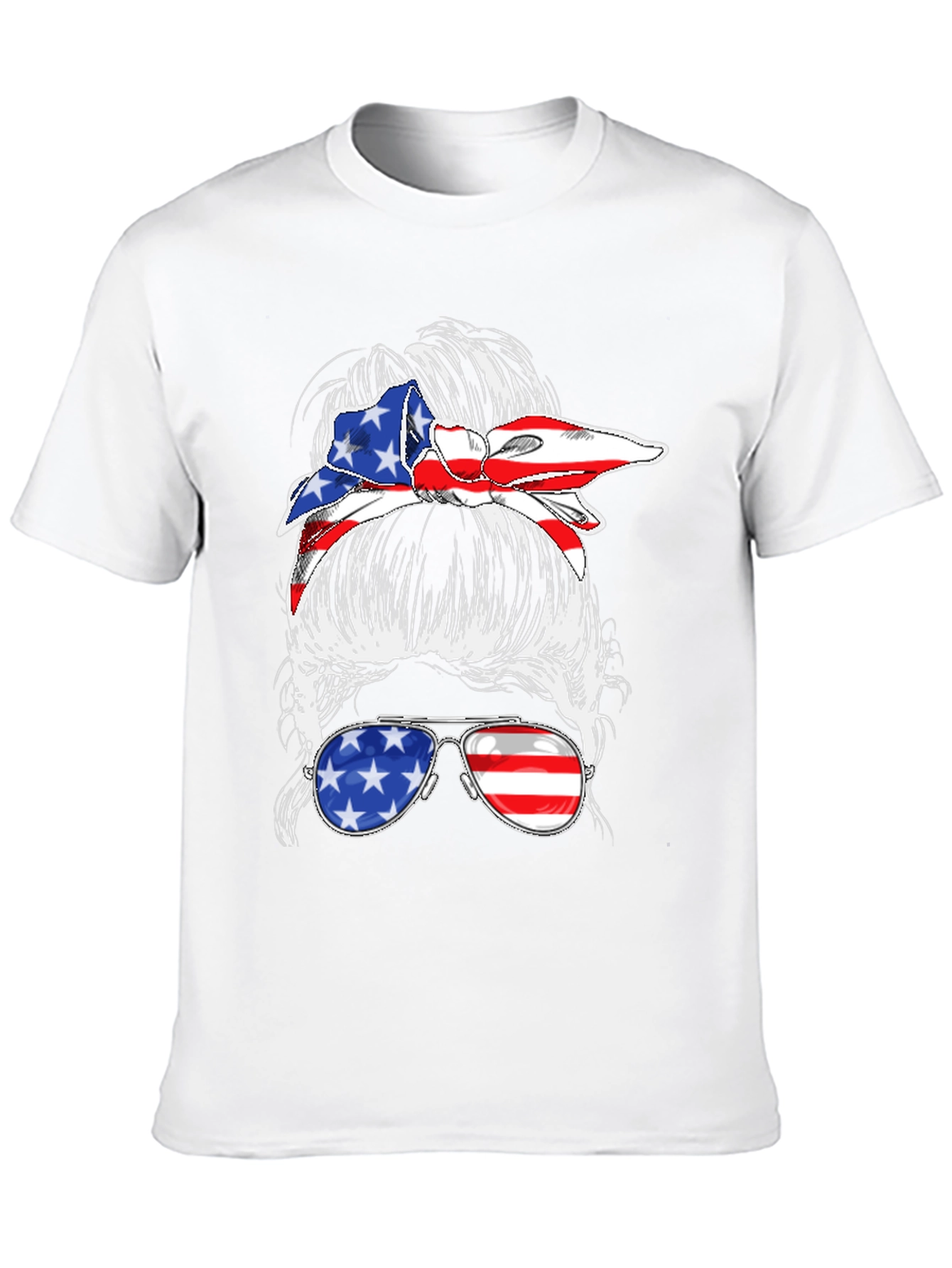 Messy Bun American Flag T-Shirt