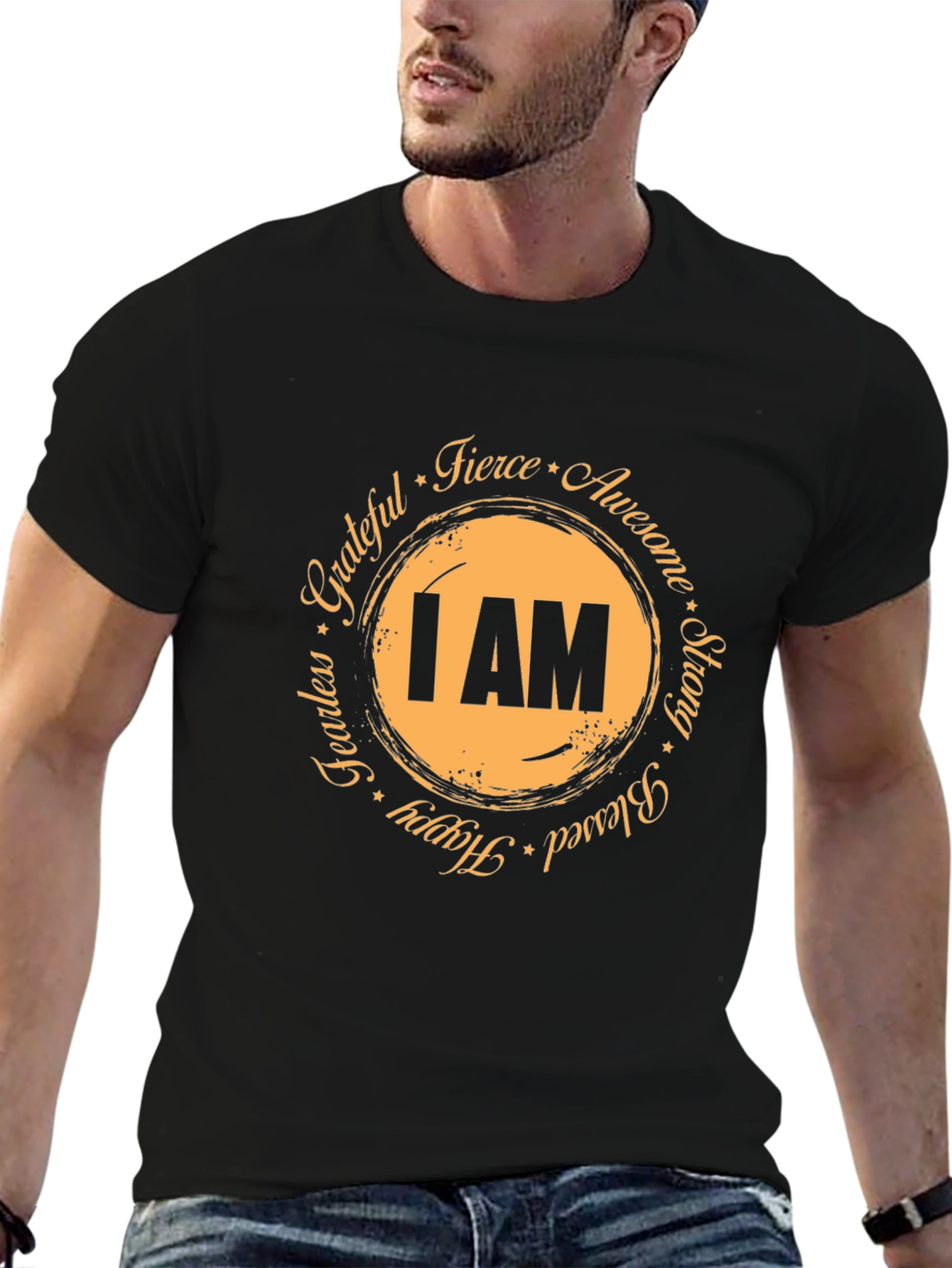 Inspirational I AM Graphic Tee - Black