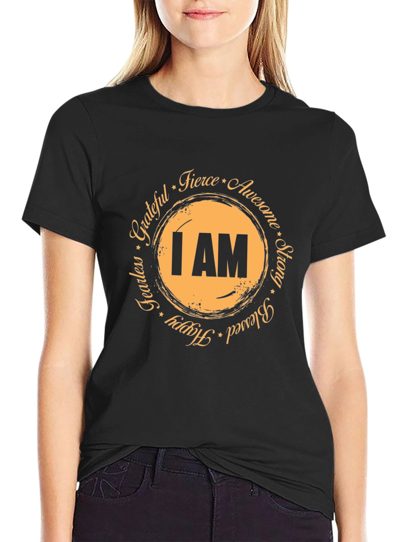 Inspirational I AM Graphic Tee - Black