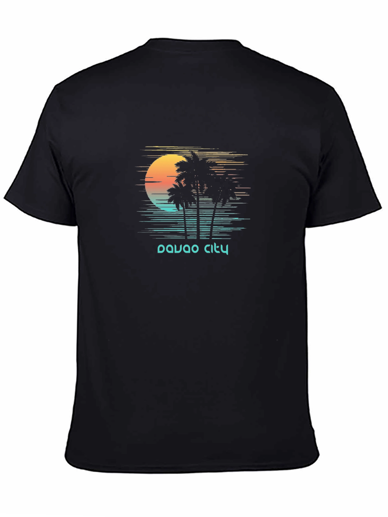 Davao City Palm Tree Sunset Graphic Tee - Black