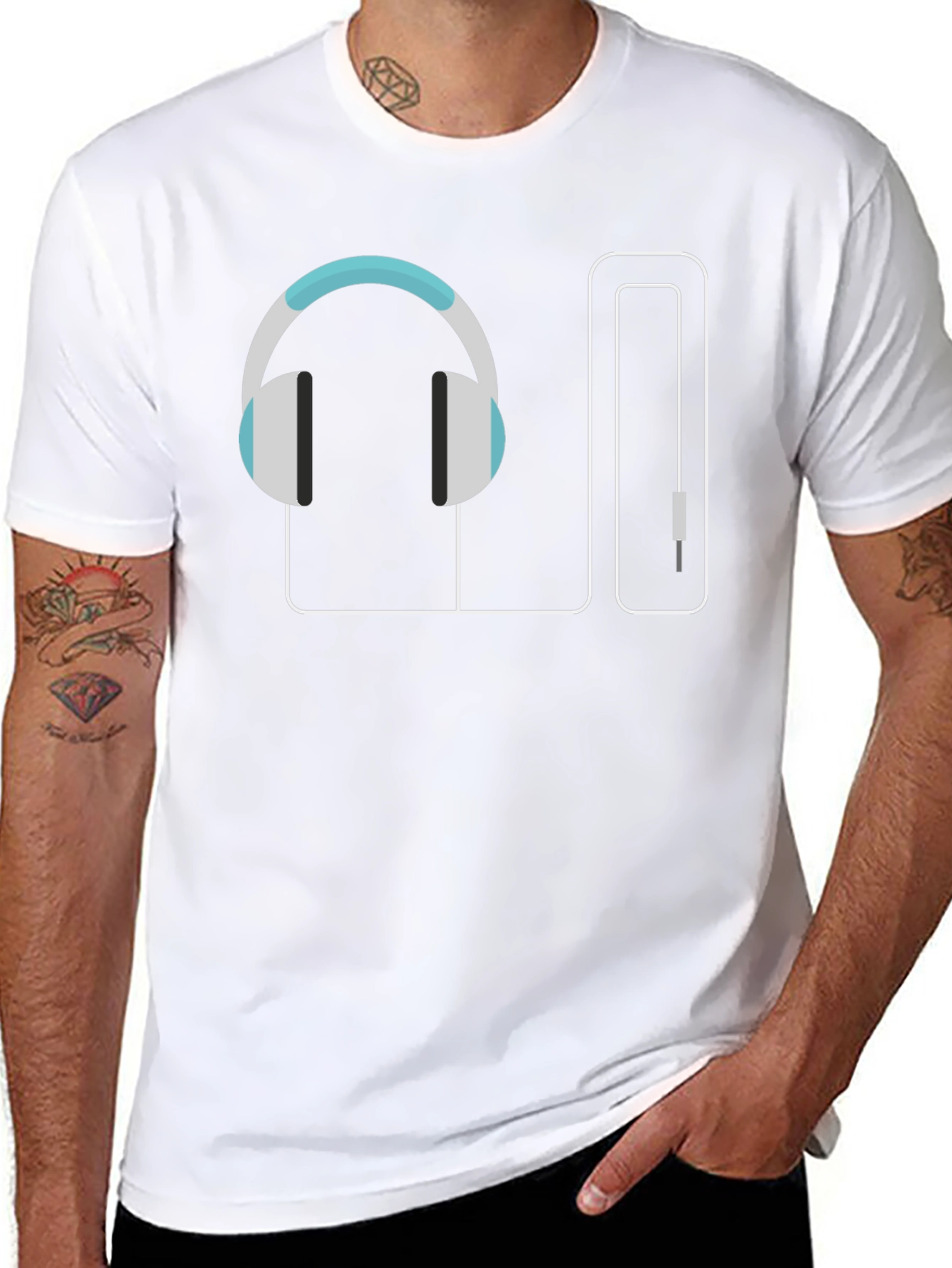 Headphones Graphic Black T-Shirt
