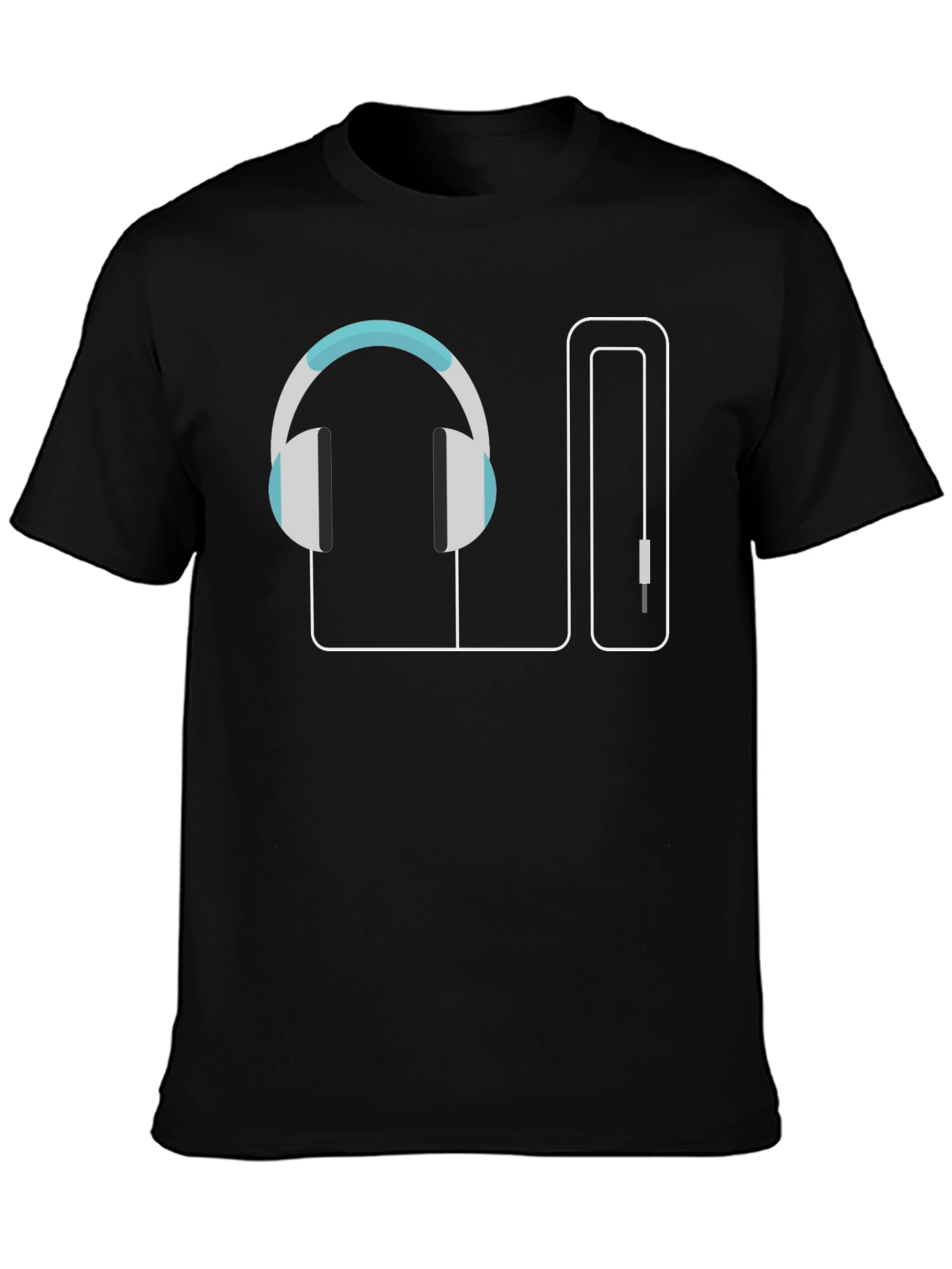 Headphones Graphic Black T-Shirt