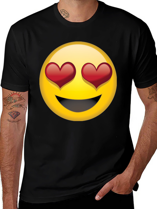 Emoji Heart Eyes Graphic Black T-Shirt