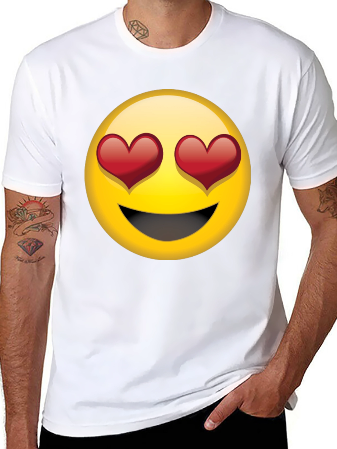 Emoji Heart Eyes Graphic Black T-Shirt