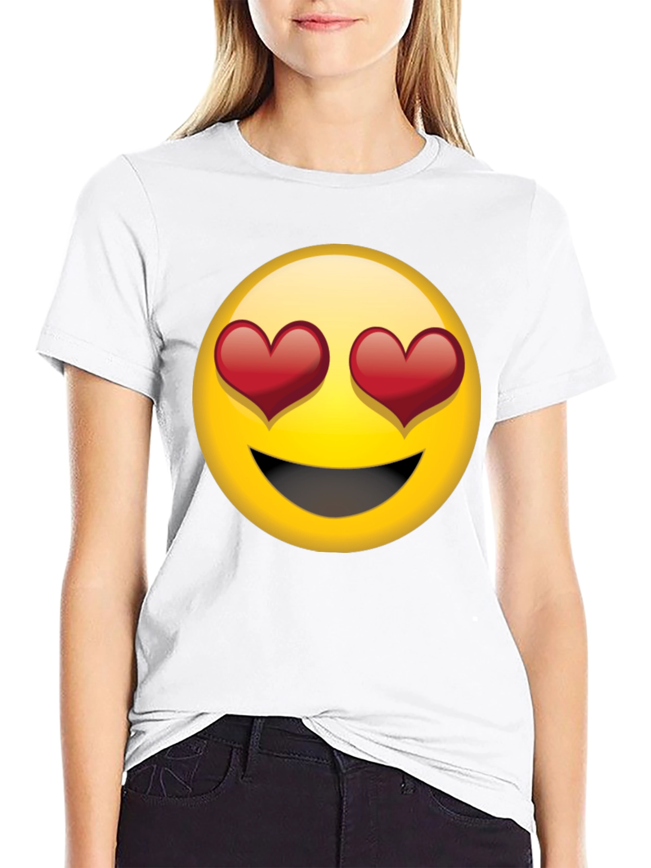 Emoji Heart Eyes Graphic Black T-Shirt