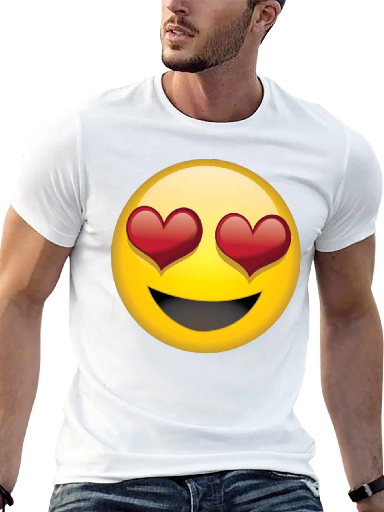 Emoji Heart Eyes Graphic Black T-Shirt